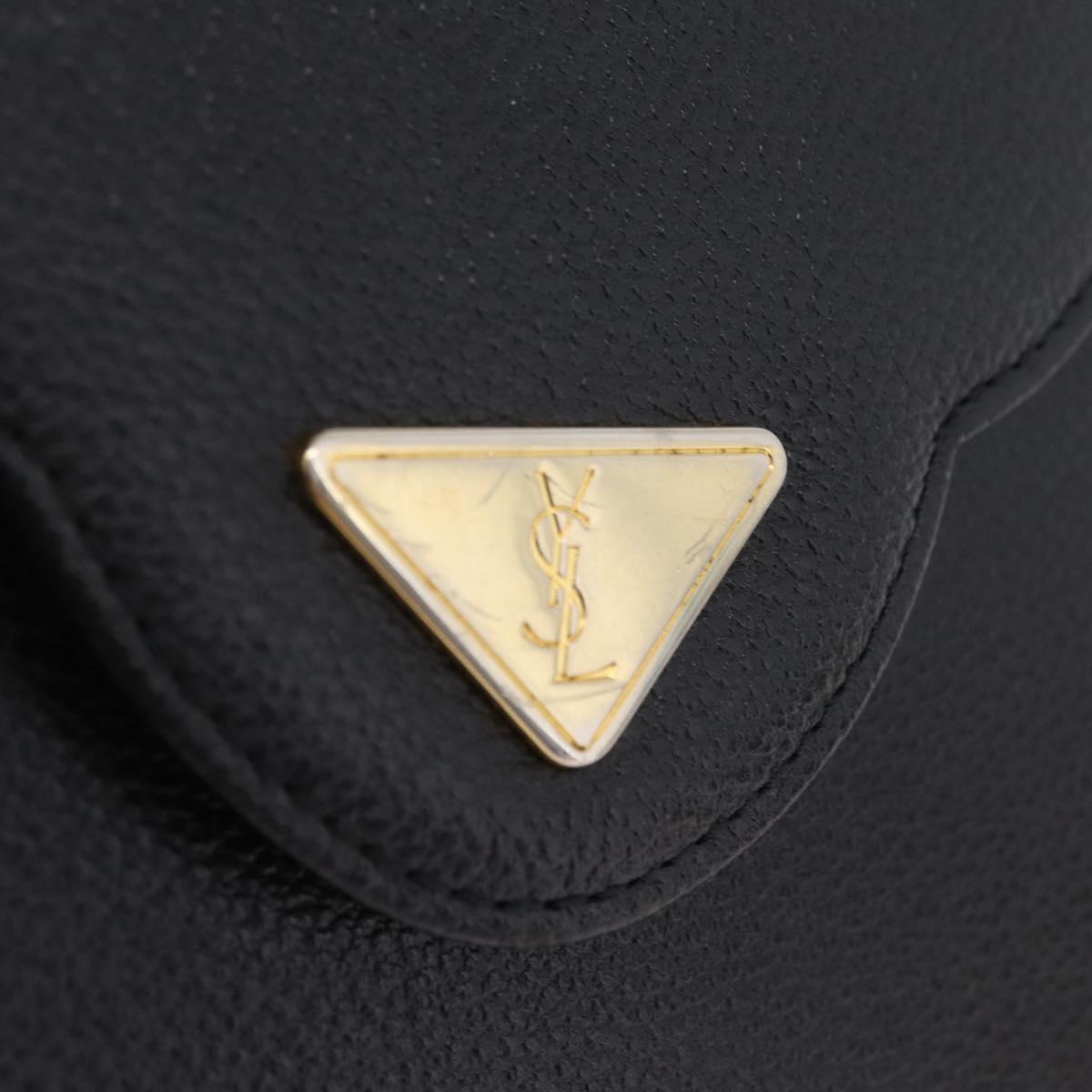 Saint Laurent Clutch Bag Leather Black Gold Auth yk20971V