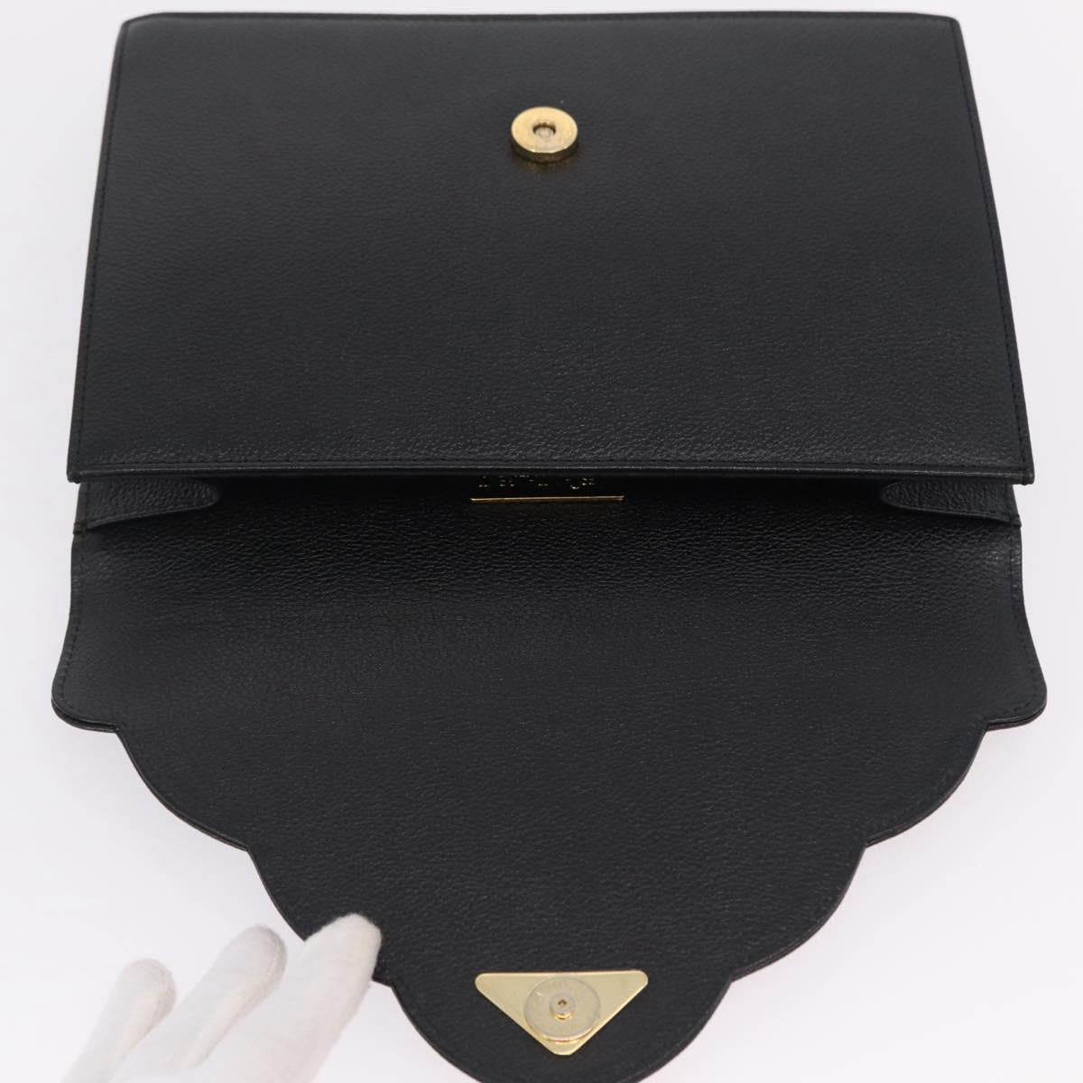 Saint Laurent Clutch Bag Leather Black Gold Auth yk20971V