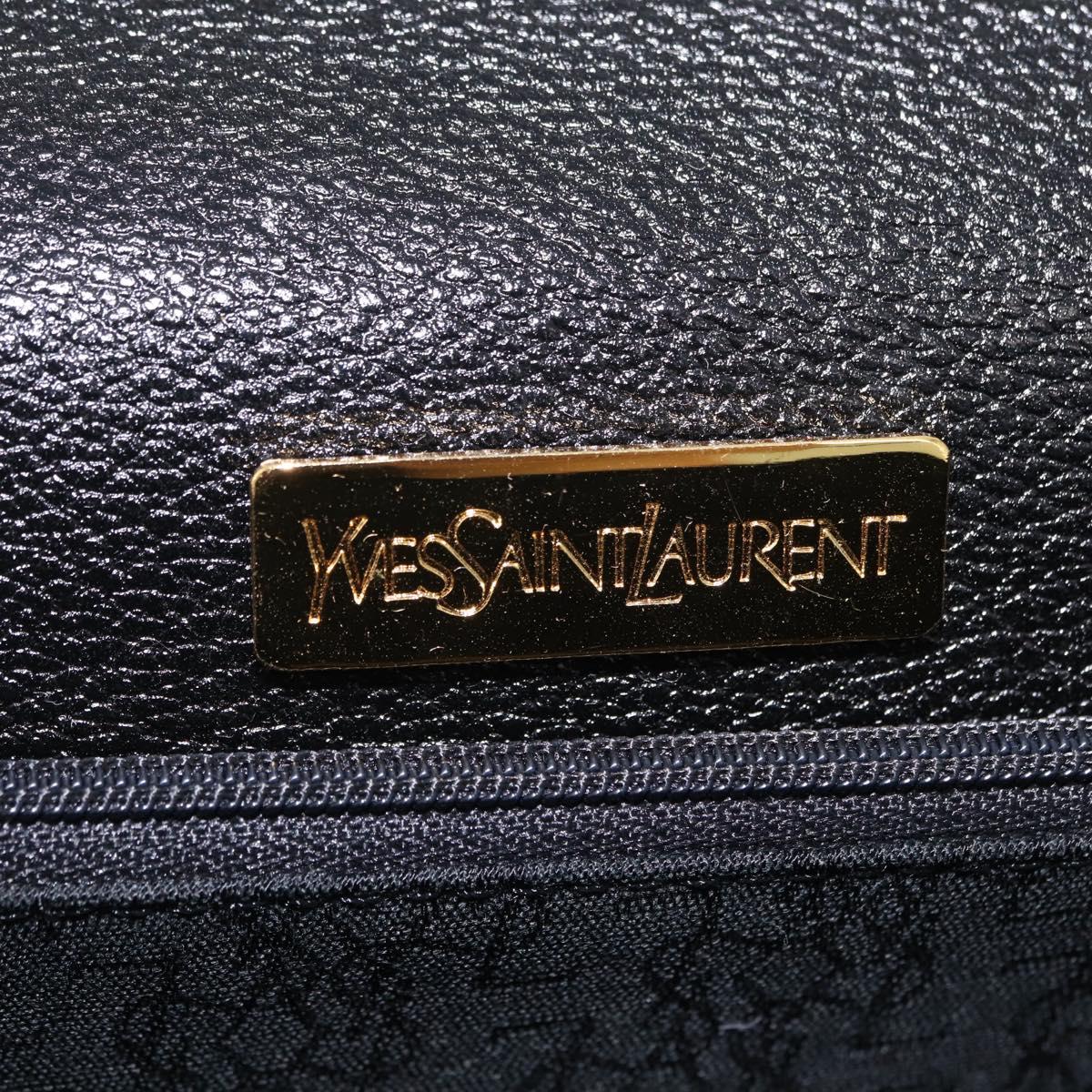 Saint Laurent Clutch Bag Leather Black Gold Auth yk20971V