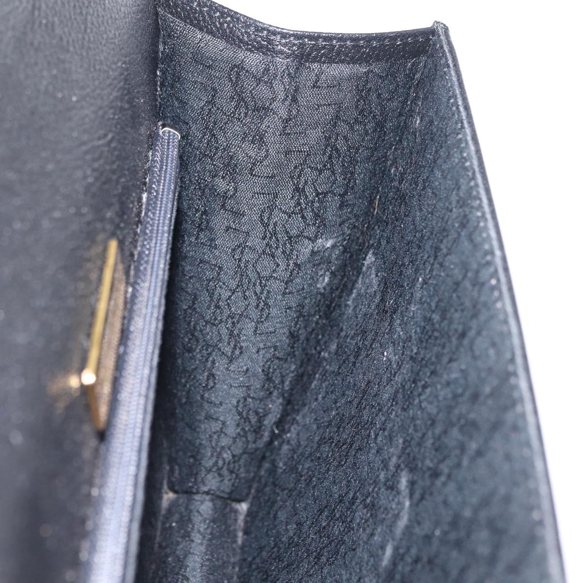 Saint Laurent Clutch Bag Leather Black Gold Auth yk20971V