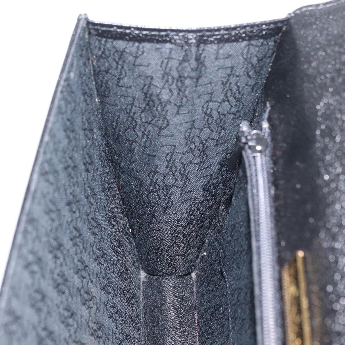 Saint Laurent Clutch Bag Leather Black Gold Auth yk20971V