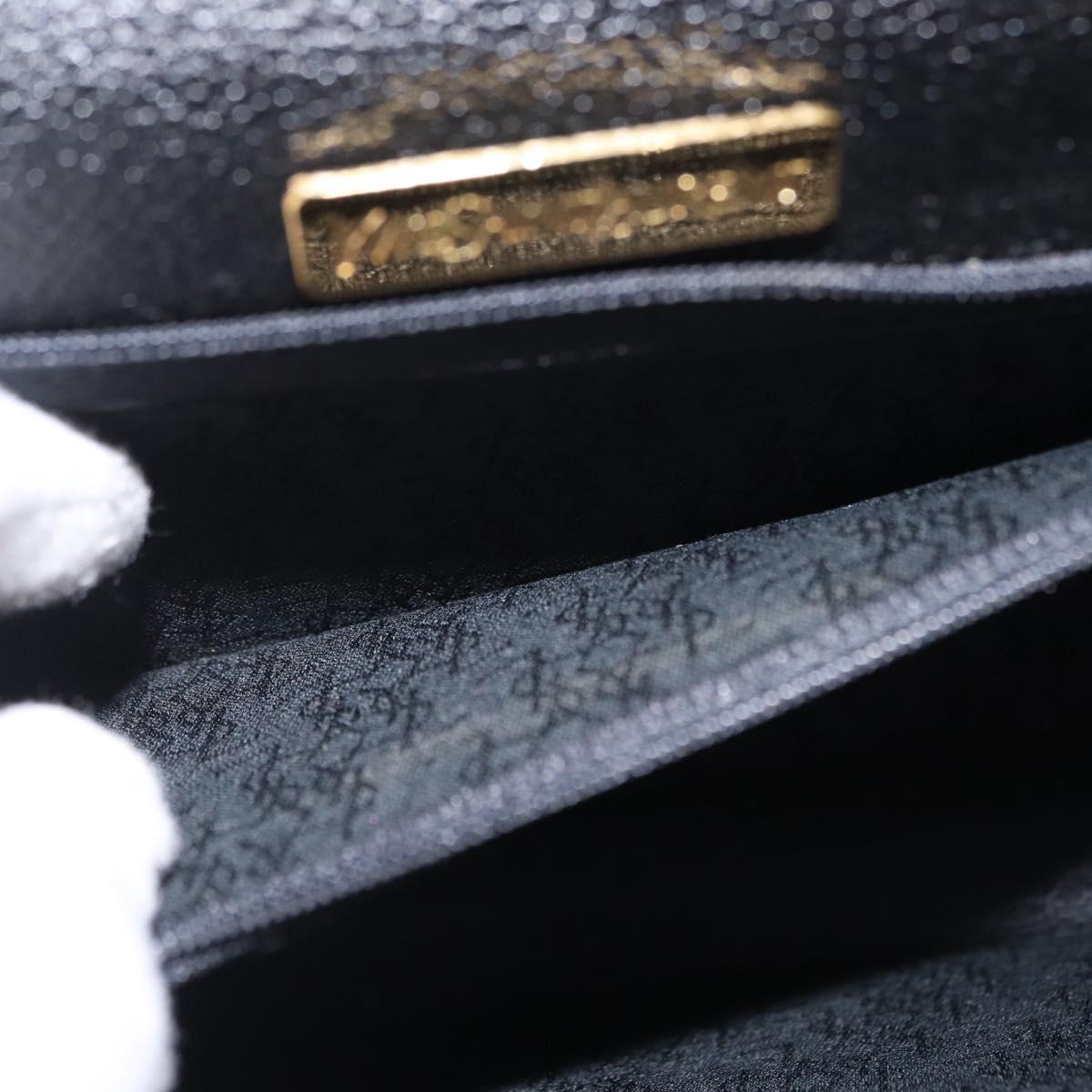 Saint Laurent Clutch Bag Leather Black Gold Auth yk20971V