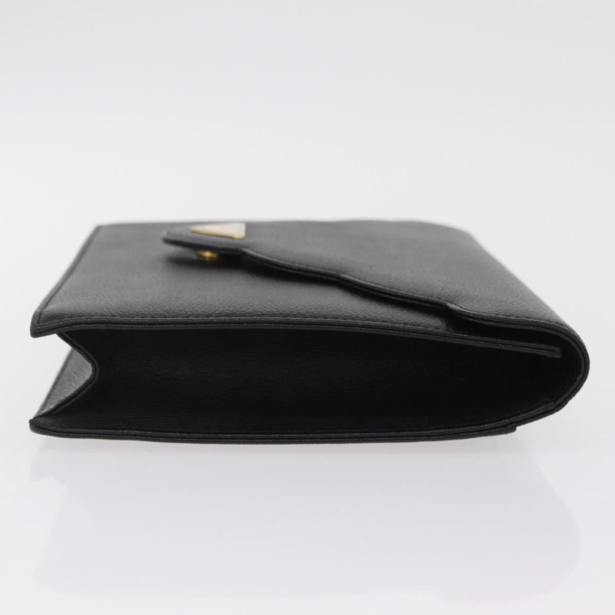 Saint Laurent Clutch Bag Leather Black Gold Auth yk20971V