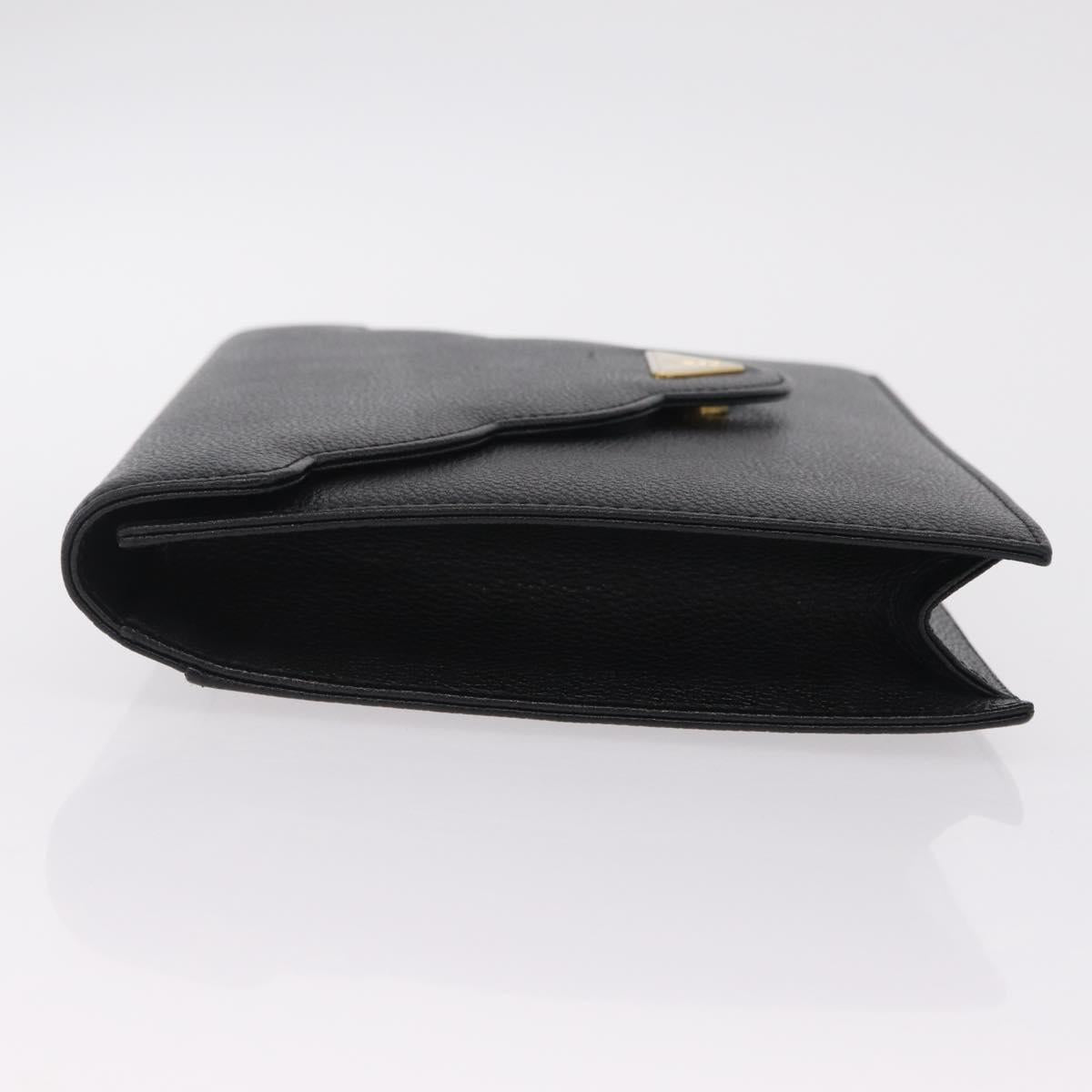 Saint Laurent Clutch Bag Leather Black Gold Auth yk20971V