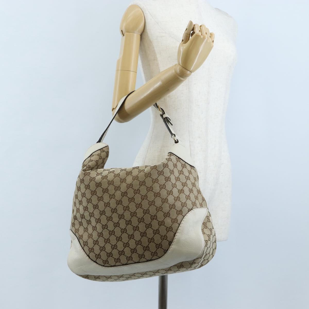 GUCCI GG Canvas Shoulder Bag Beige Gold 203506 Auth yk20974V