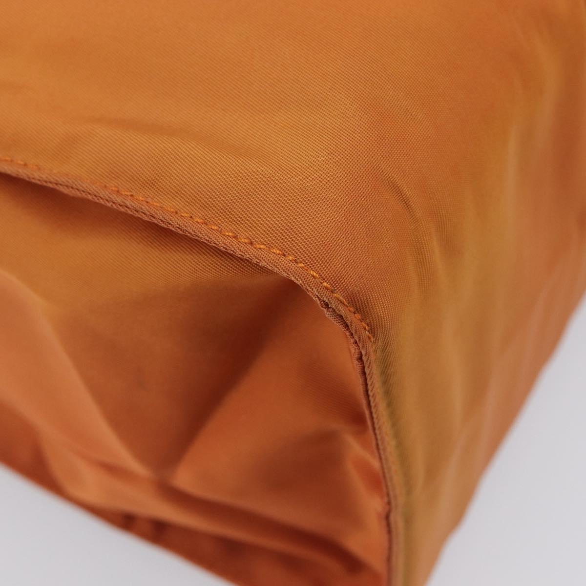 PRADA Hand Bag Nylon Orange Gold Auth yk20984A