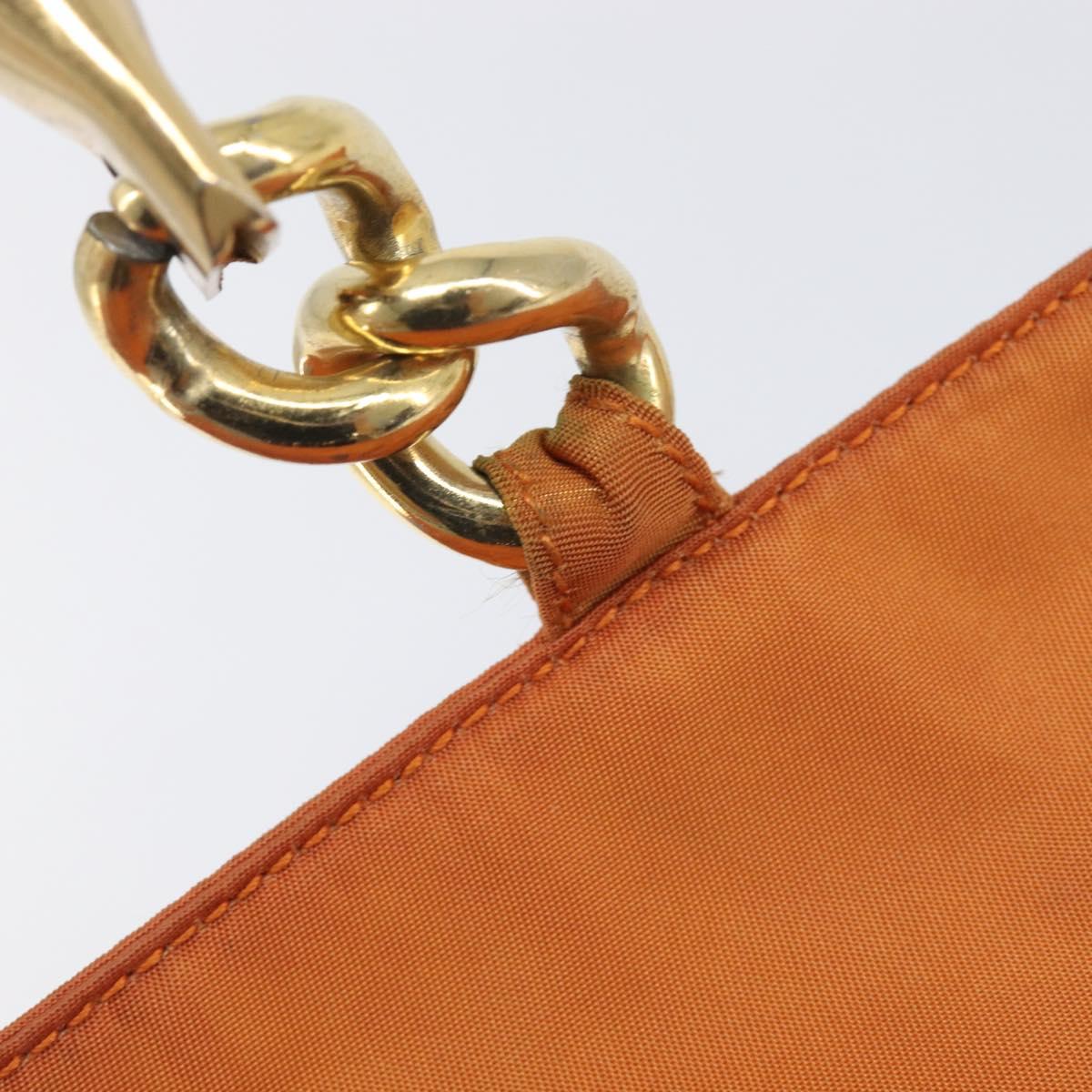 PRADA Hand Bag Nylon Orange Gold Auth yk20984A