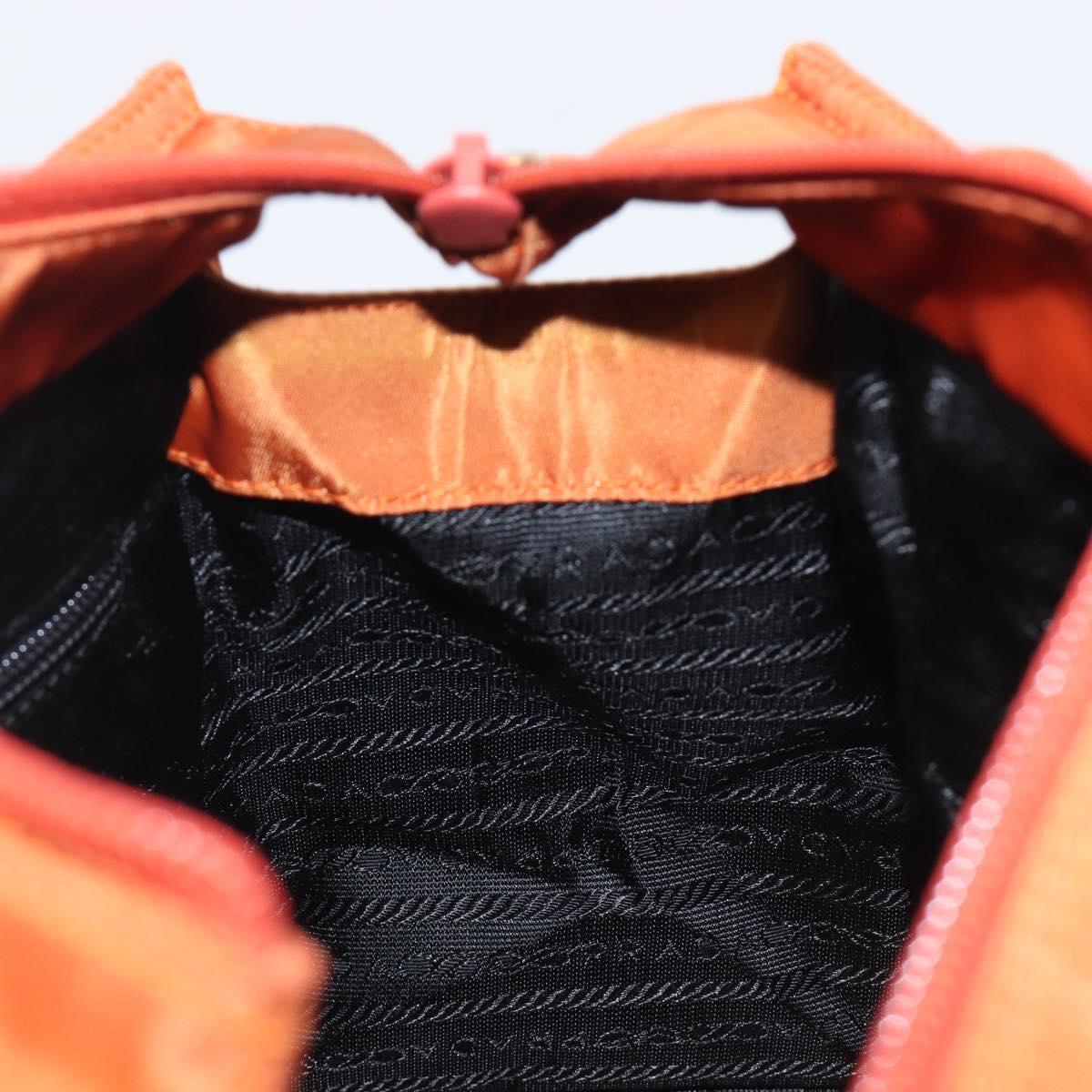 PRADA Hand Bag Nylon Orange Gold Auth yk20984A