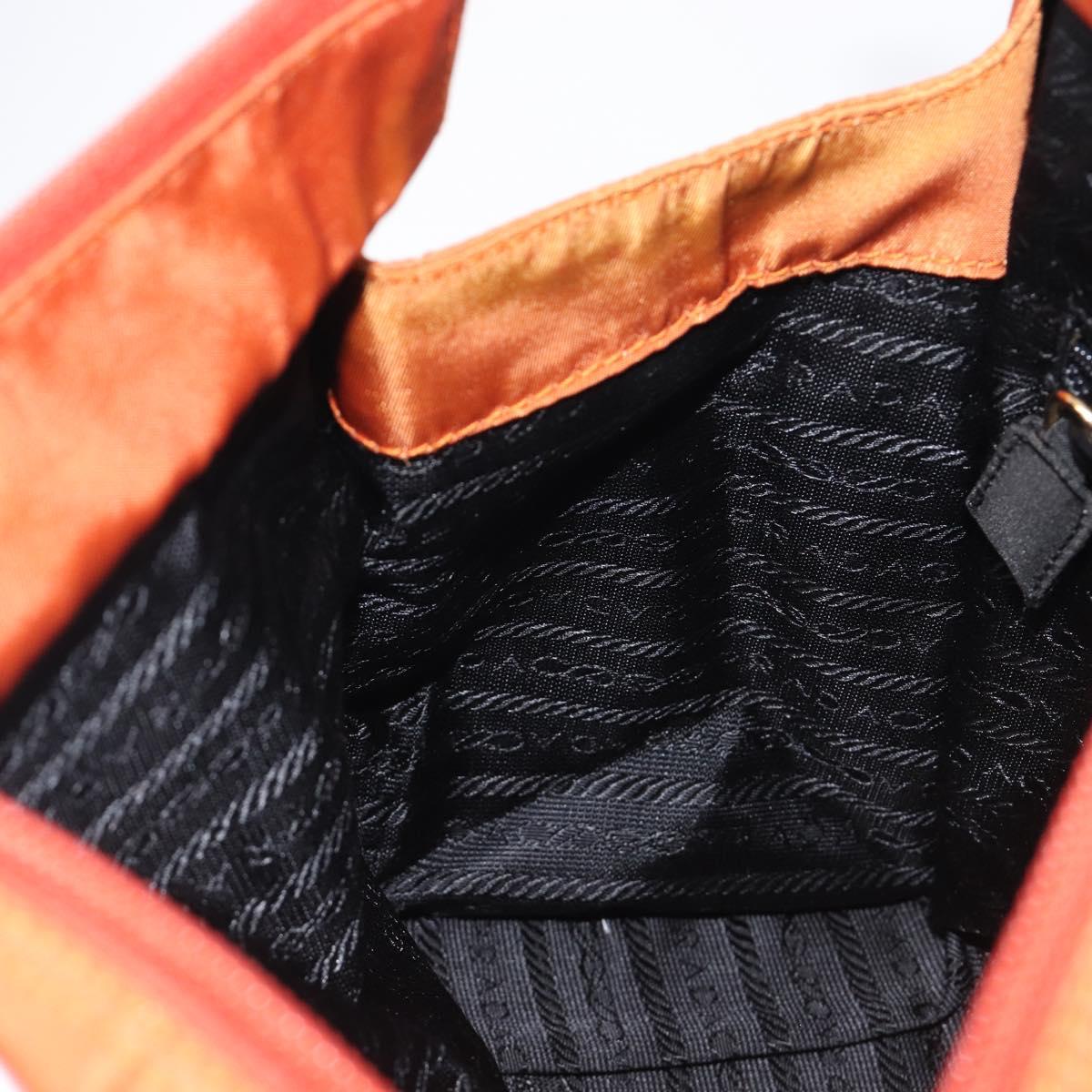 PRADA Hand Bag Nylon Orange Gold Auth yk20984A