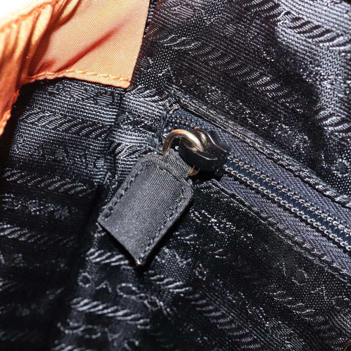 PRADA Hand Bag Nylon Orange Gold Auth yk20984A