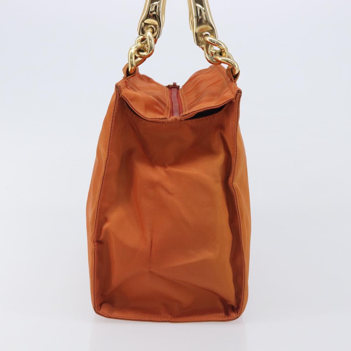 PRADA Hand Bag Nylon Orange Gold Auth yk20984A