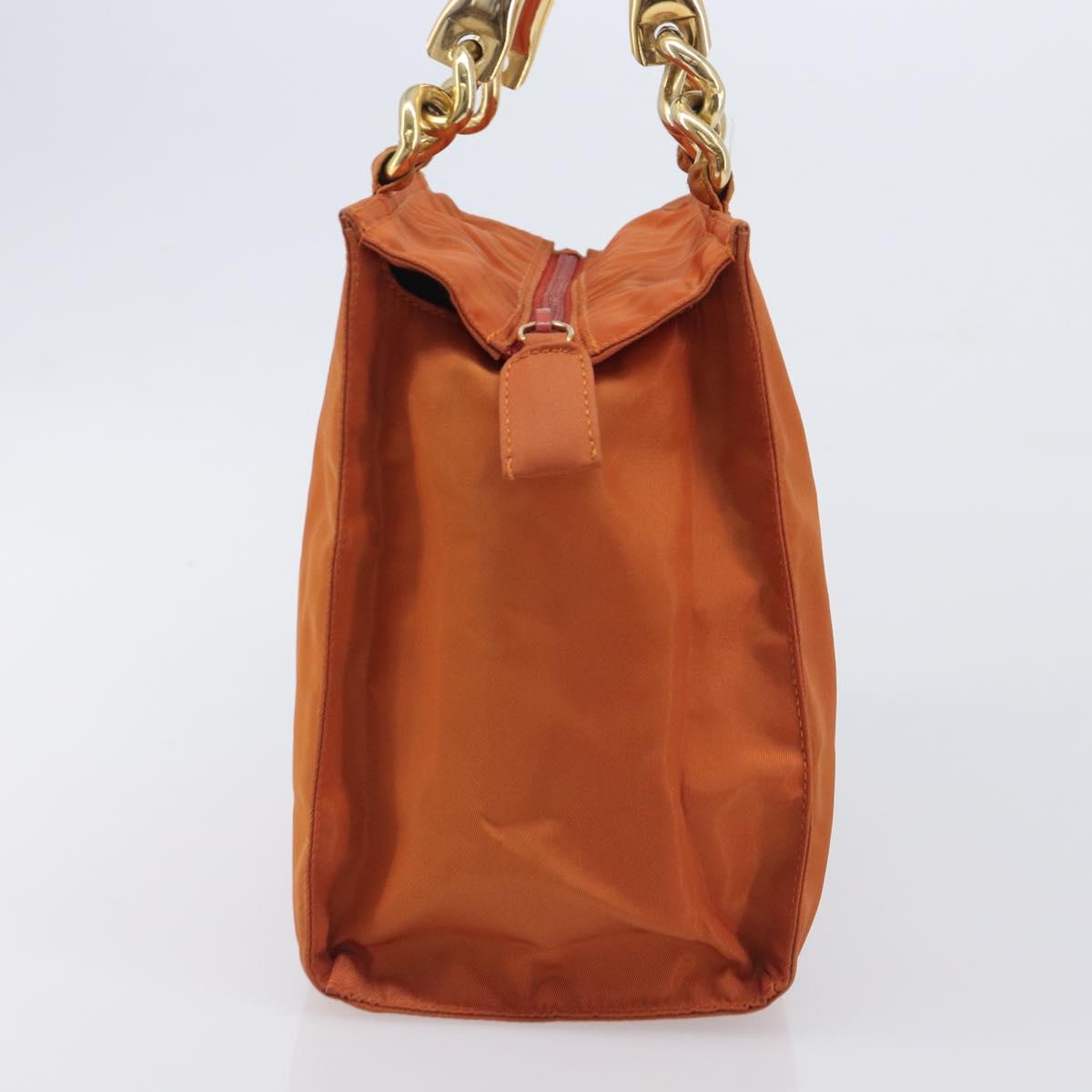 PRADA Hand Bag Nylon Orange Gold Auth yk20984A
