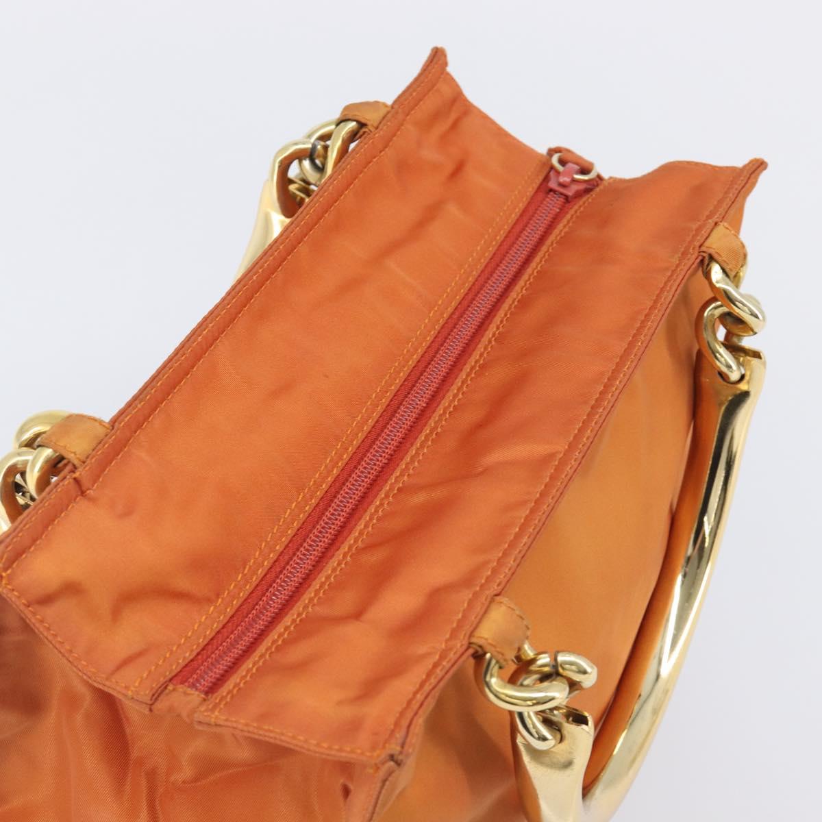 PRADA Hand Bag Nylon Orange Gold Auth yk20984A