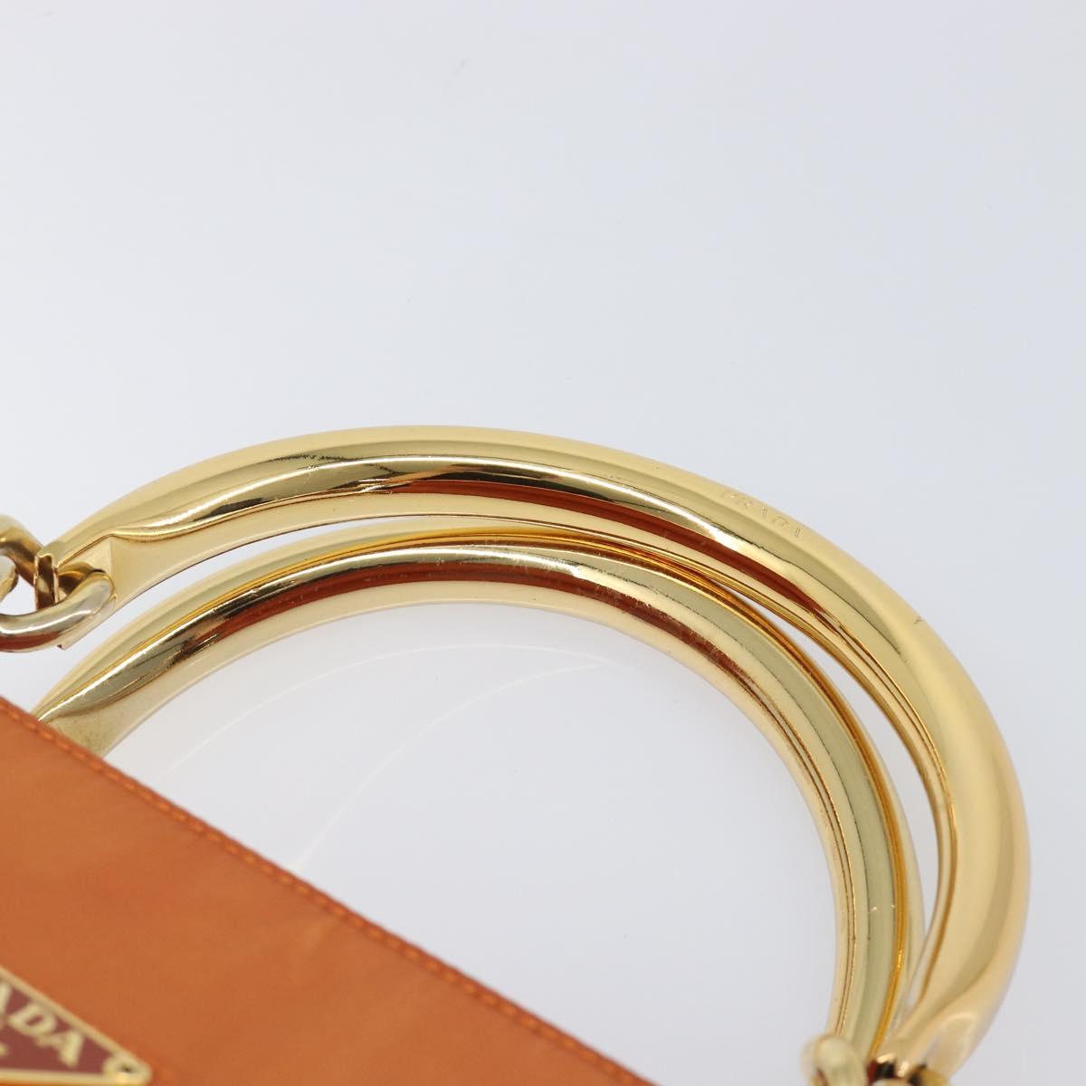 PRADA Hand Bag Nylon Orange Gold Auth yk20984A