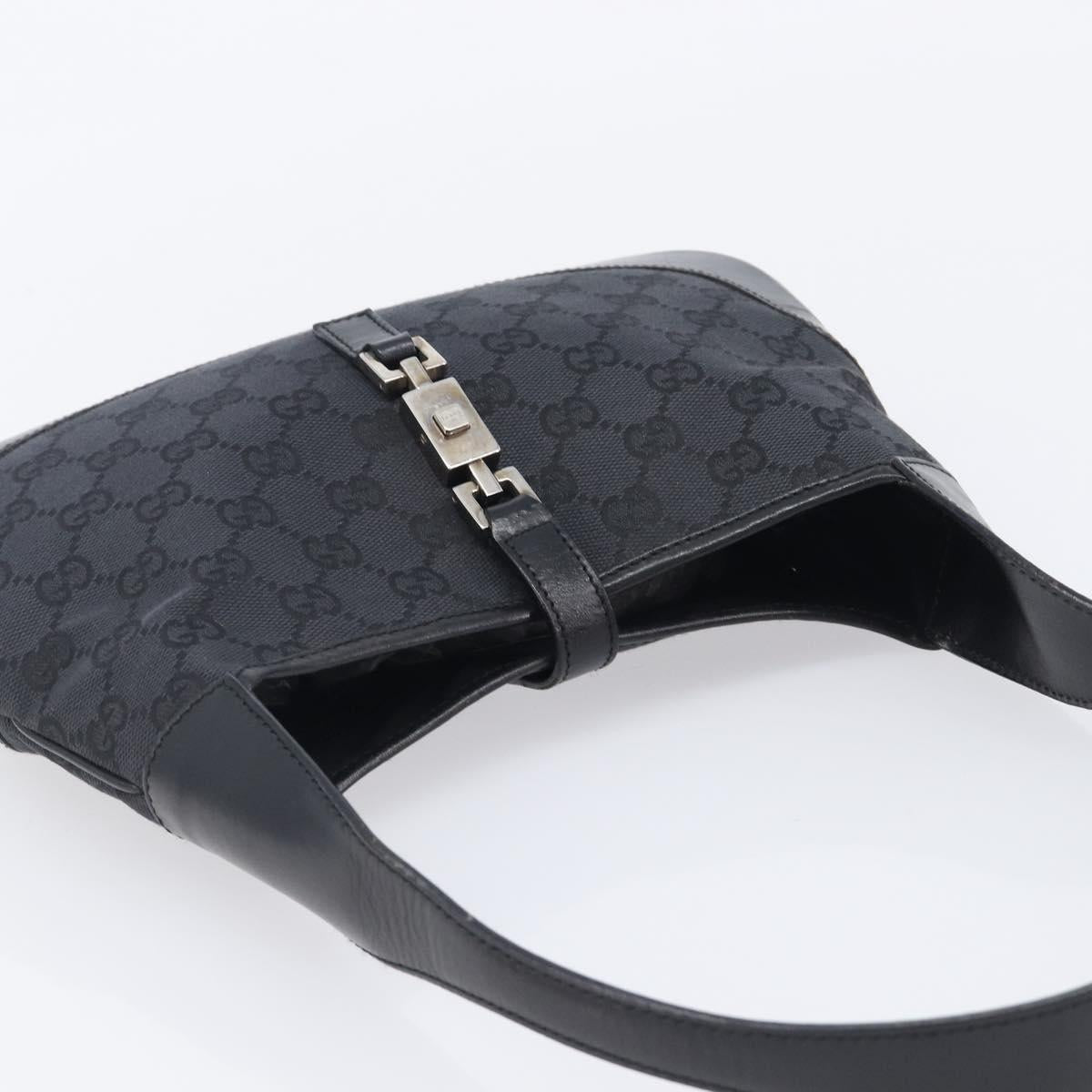 GUCCI Jackie Shoulder Bag GG Canvas Black Silver 001 3735 Auth yk20990V