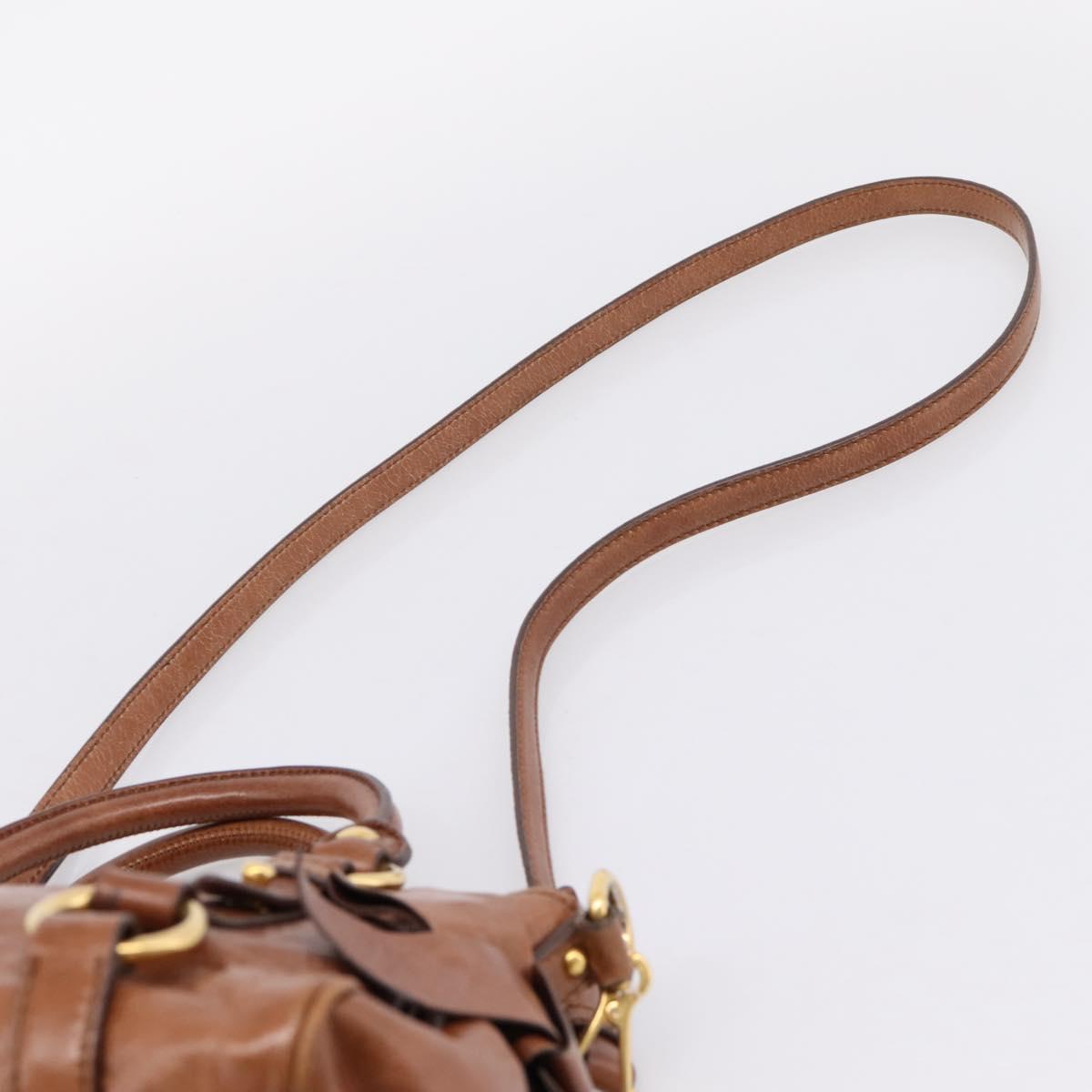 Miu Miu Hand Bag Leather 2way Brown Gold Auth yk20994V