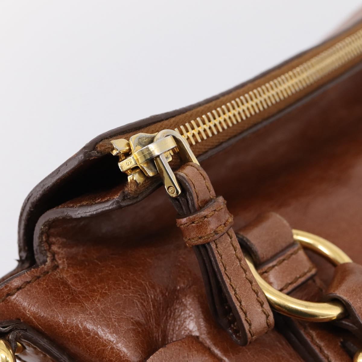 Miu Miu Hand Bag Leather 2way Brown Gold Auth yk20994V