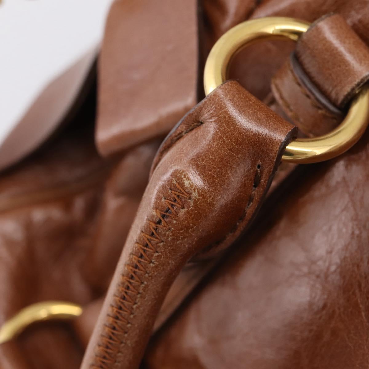 Miu Miu Hand Bag Leather 2way Brown Gold Auth yk20994V