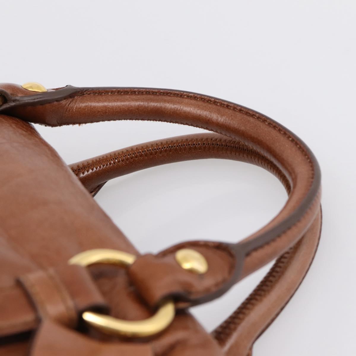 Miu Miu Hand Bag Leather 2way Brown Gold Auth yk20994V