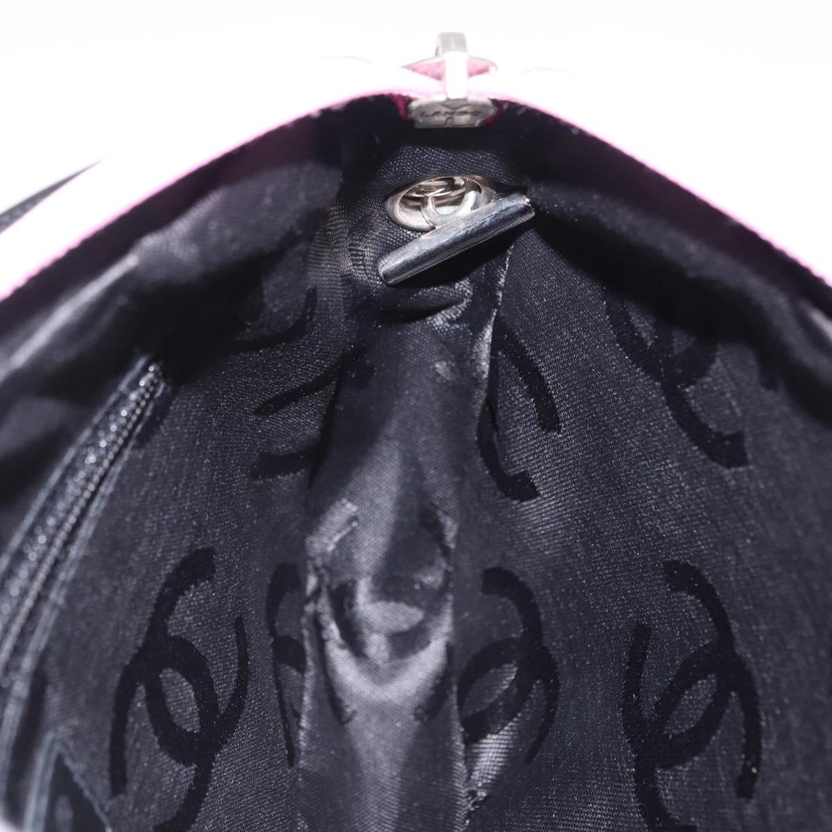 CHANEL Cambon Line Hand Bag Leather Pink Silver CC Auth yk20996V
