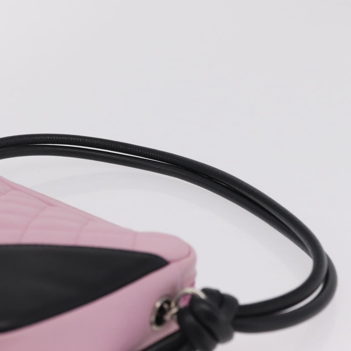 CHANEL Cambon Line Hand Bag Leather Pink Silver CC Auth yk20996V