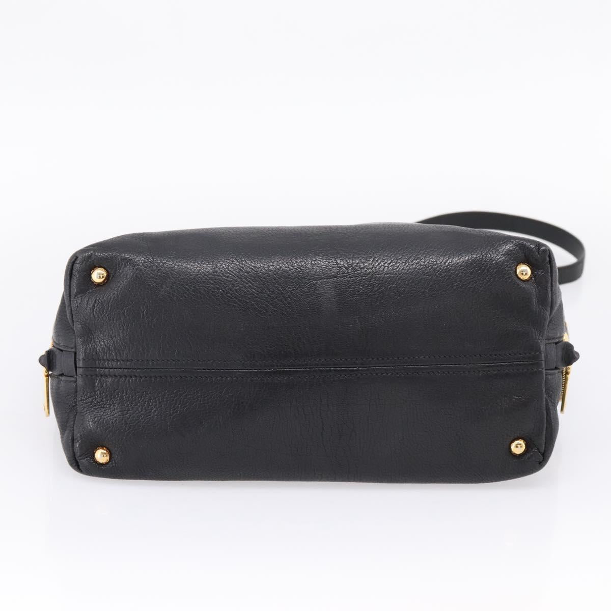 Miu Miu Hand Bag Leather 2way Black Gold Auth yk20999V