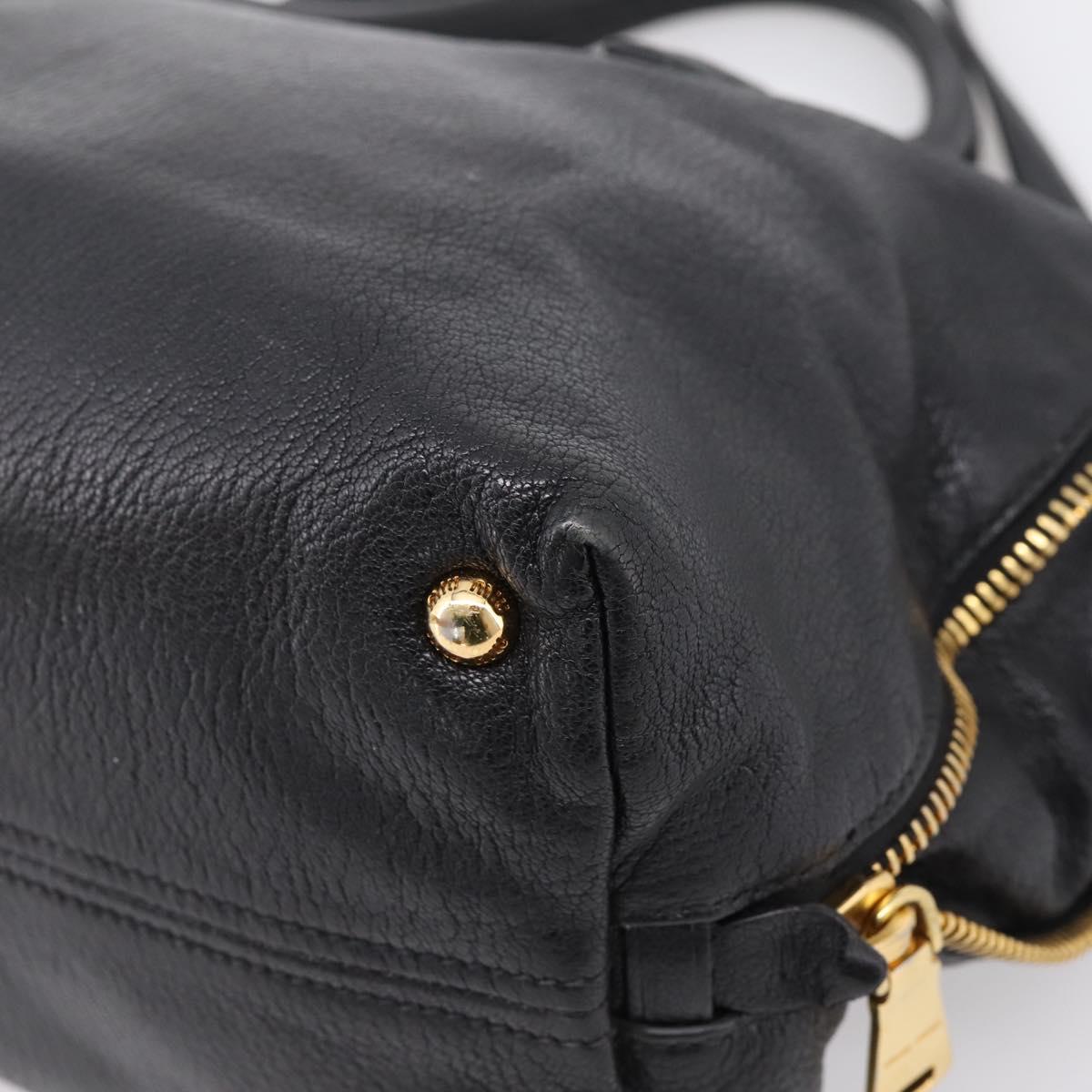 Miu Miu Hand Bag Leather 2way Black Gold Auth yk20999V