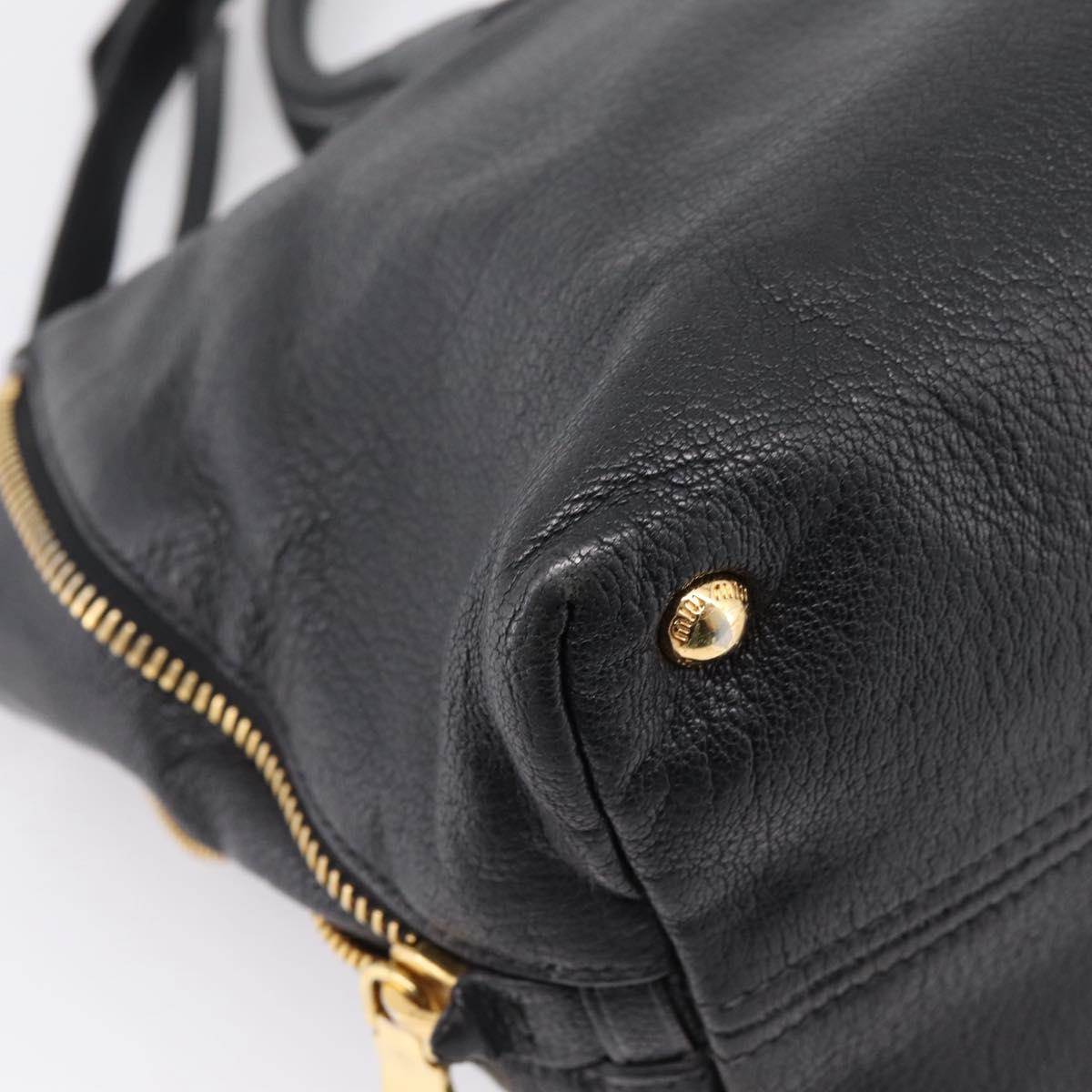 Miu Miu Hand Bag Leather 2way Black Gold Auth yk20999V