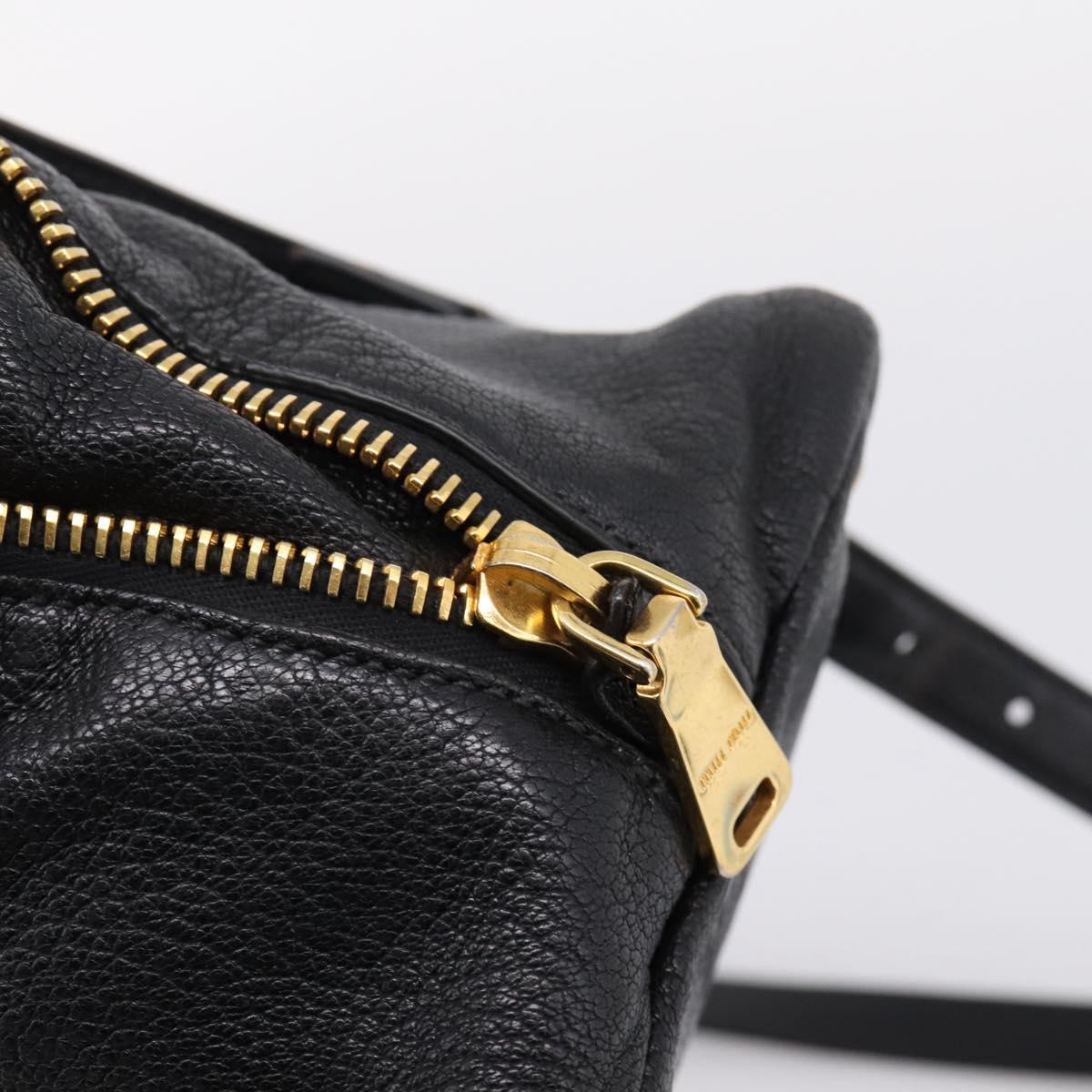 Miu Miu Hand Bag Leather 2way Black Gold Auth yk20999V