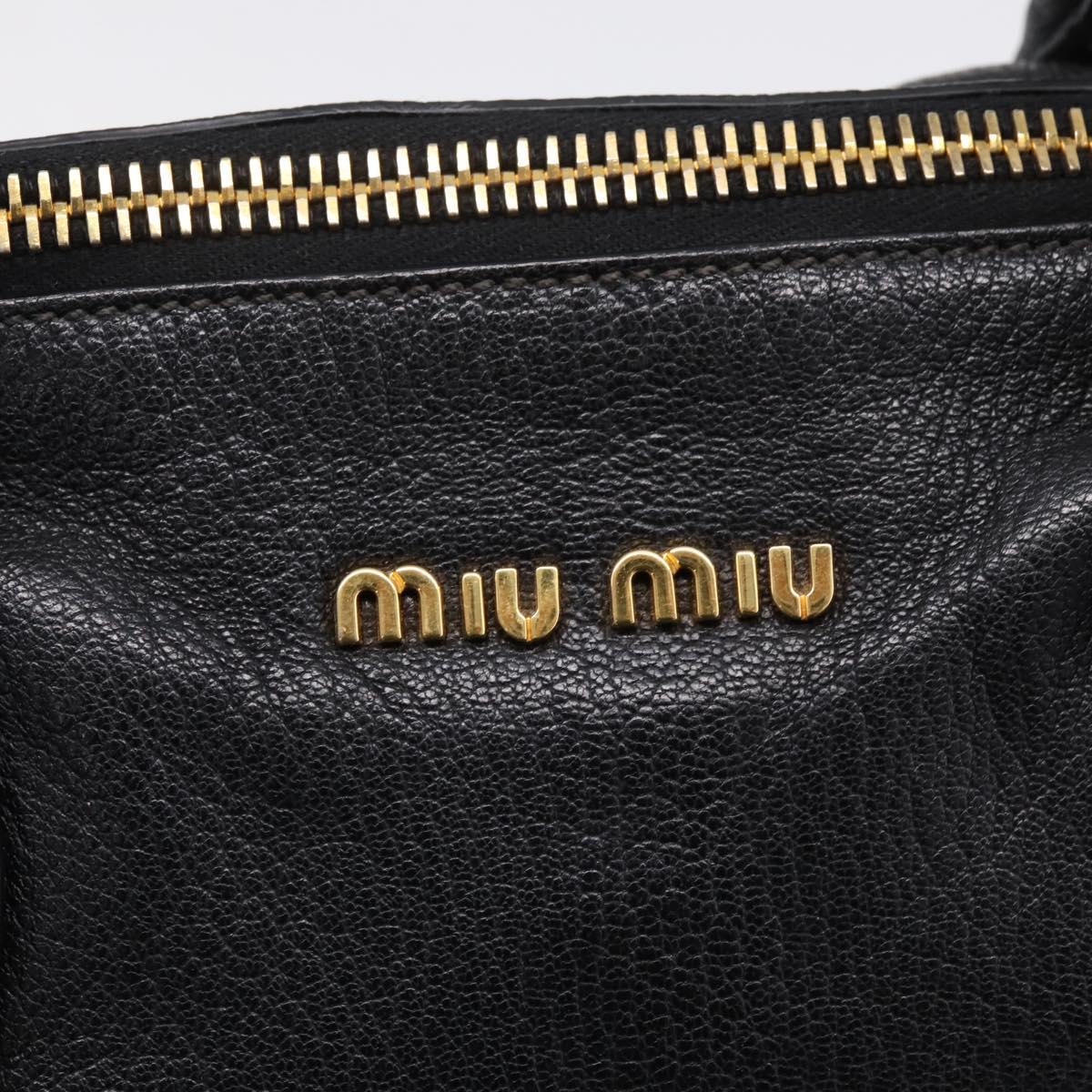 Miu Miu Hand Bag Leather 2way Black Gold Auth yk20999V