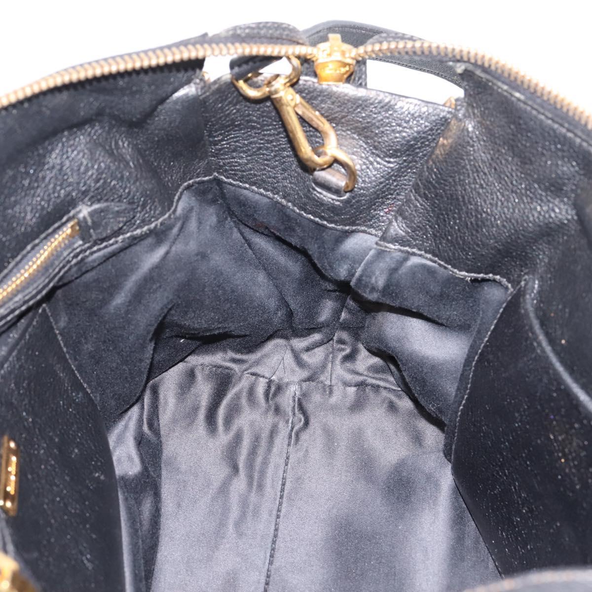 Miu Miu Hand Bag Leather 2way Black Gold Auth yk20999V