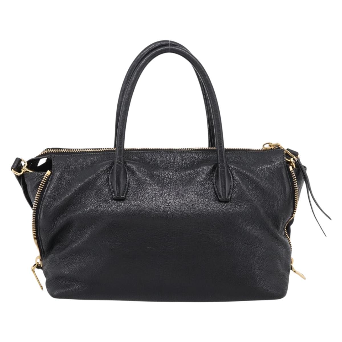 Miu Miu Hand Bag Leather 2way Black Gold Auth yk20999V