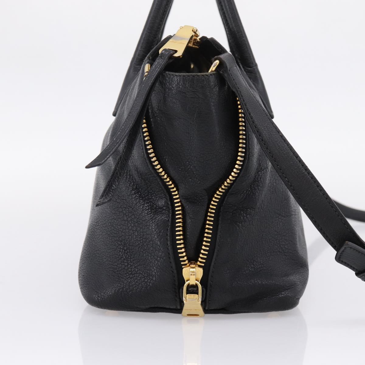 Miu Miu Hand Bag Leather 2way Black Gold Auth yk20999V