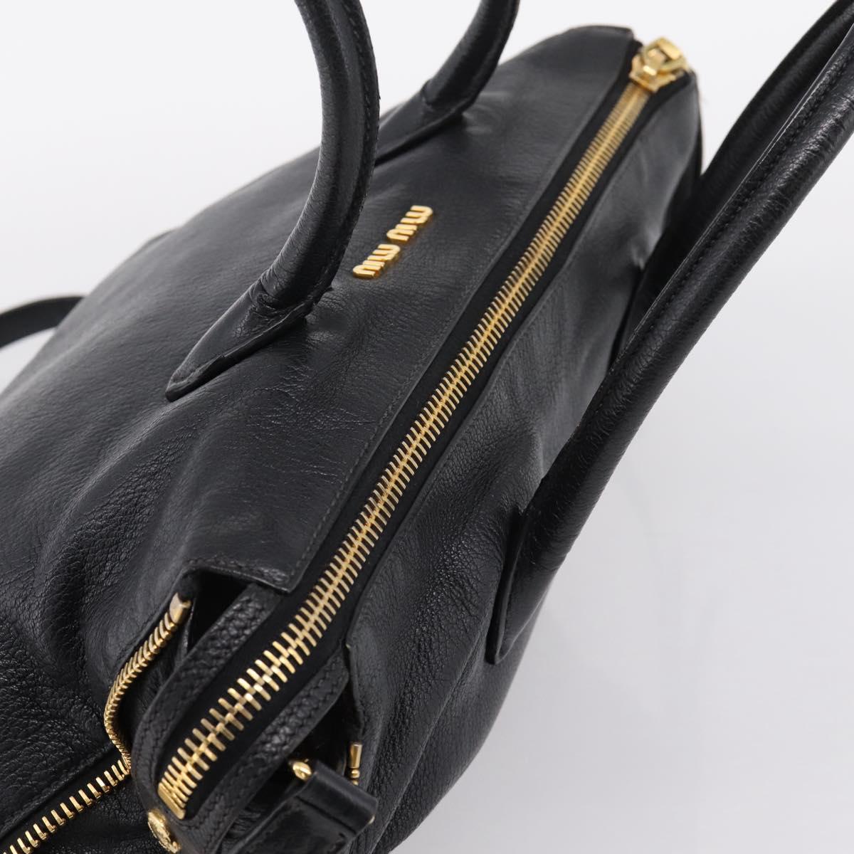 Miu Miu Hand Bag Leather 2way Black Gold Auth yk20999V