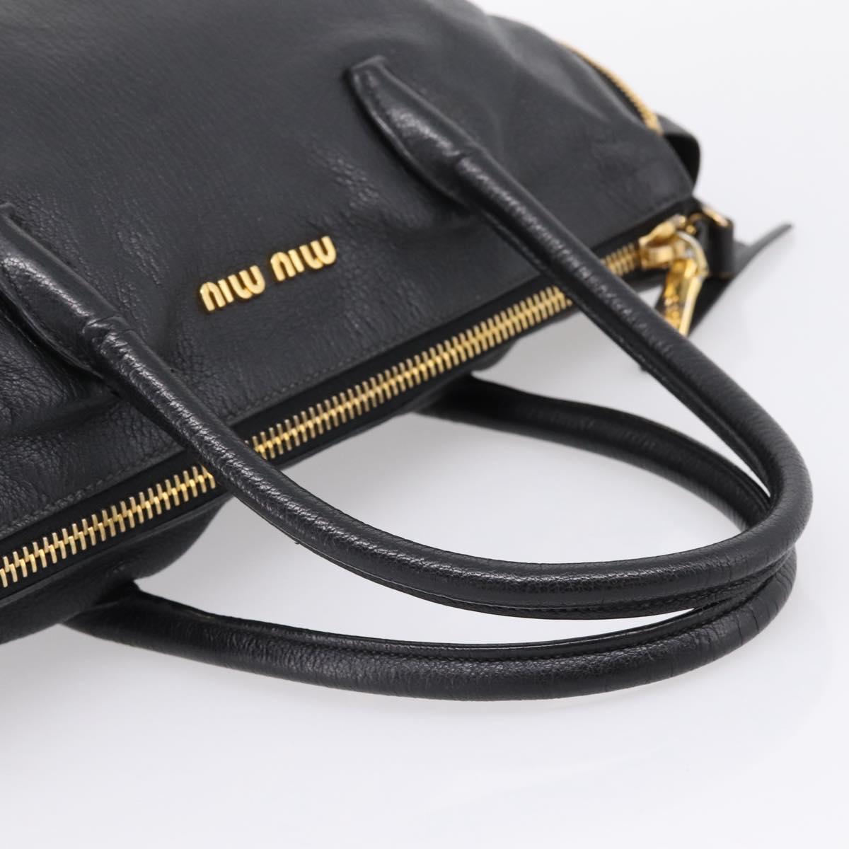Miu Miu Hand Bag Leather 2way Black Gold Auth yk20999V