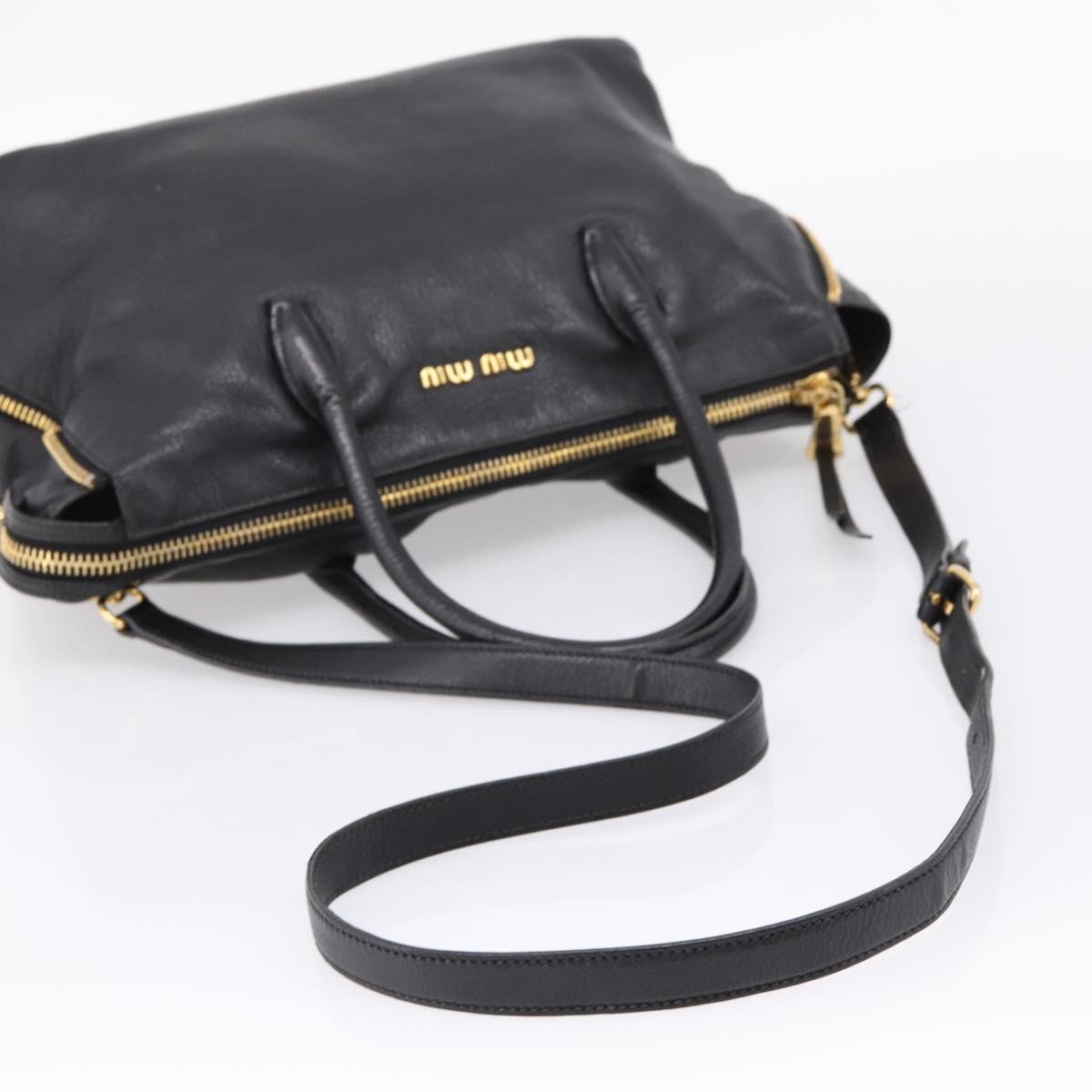 Miu Miu Hand Bag Leather 2way Black Gold Auth yk20999V