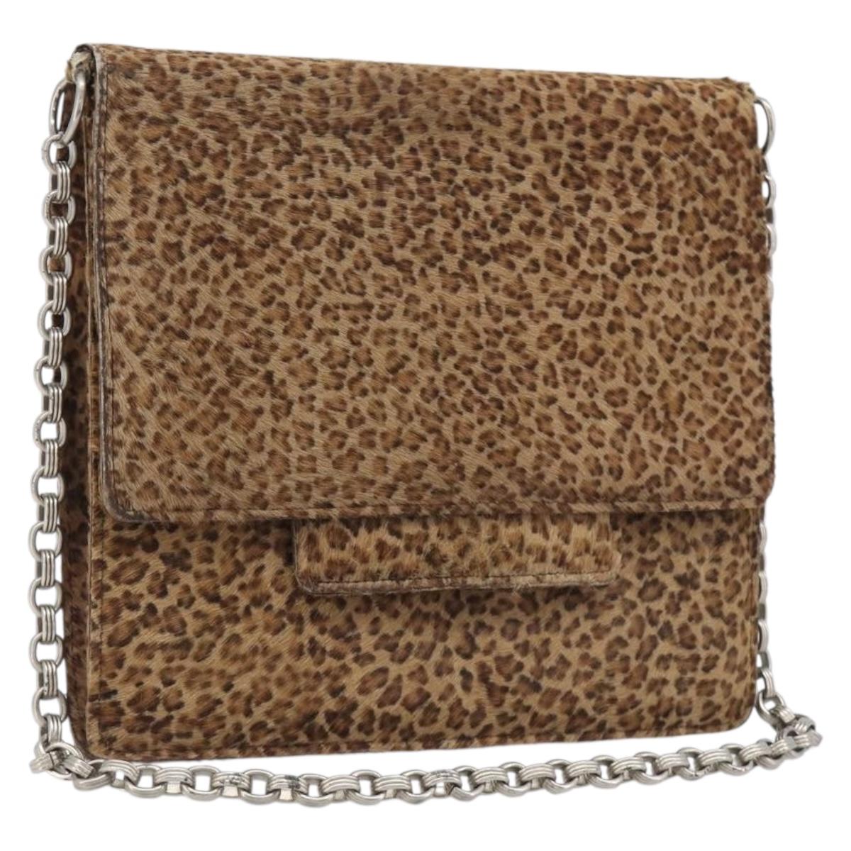 Bottega Veneta Chain Shoulder Bag Harako leather Brown Silver Auth yk21003