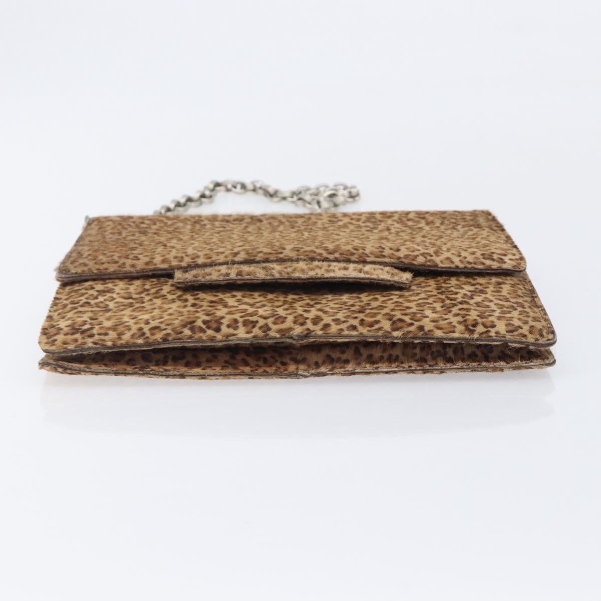 Bottega Veneta Chain Shoulder Bag Harako leather Brown Silver Auth yk21003