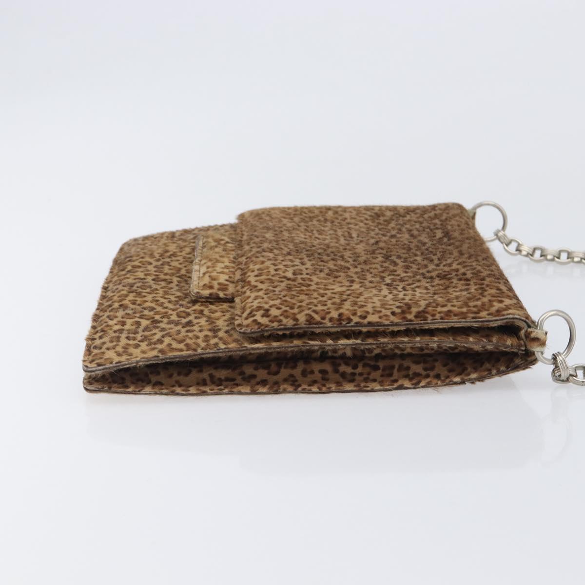 Bottega Veneta Chain Shoulder Bag Harako leather Brown Silver Auth yk21003