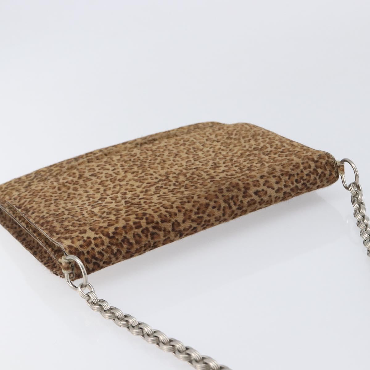 Bottega Veneta Chain Shoulder Bag Harako leather Brown Silver Auth yk21003
