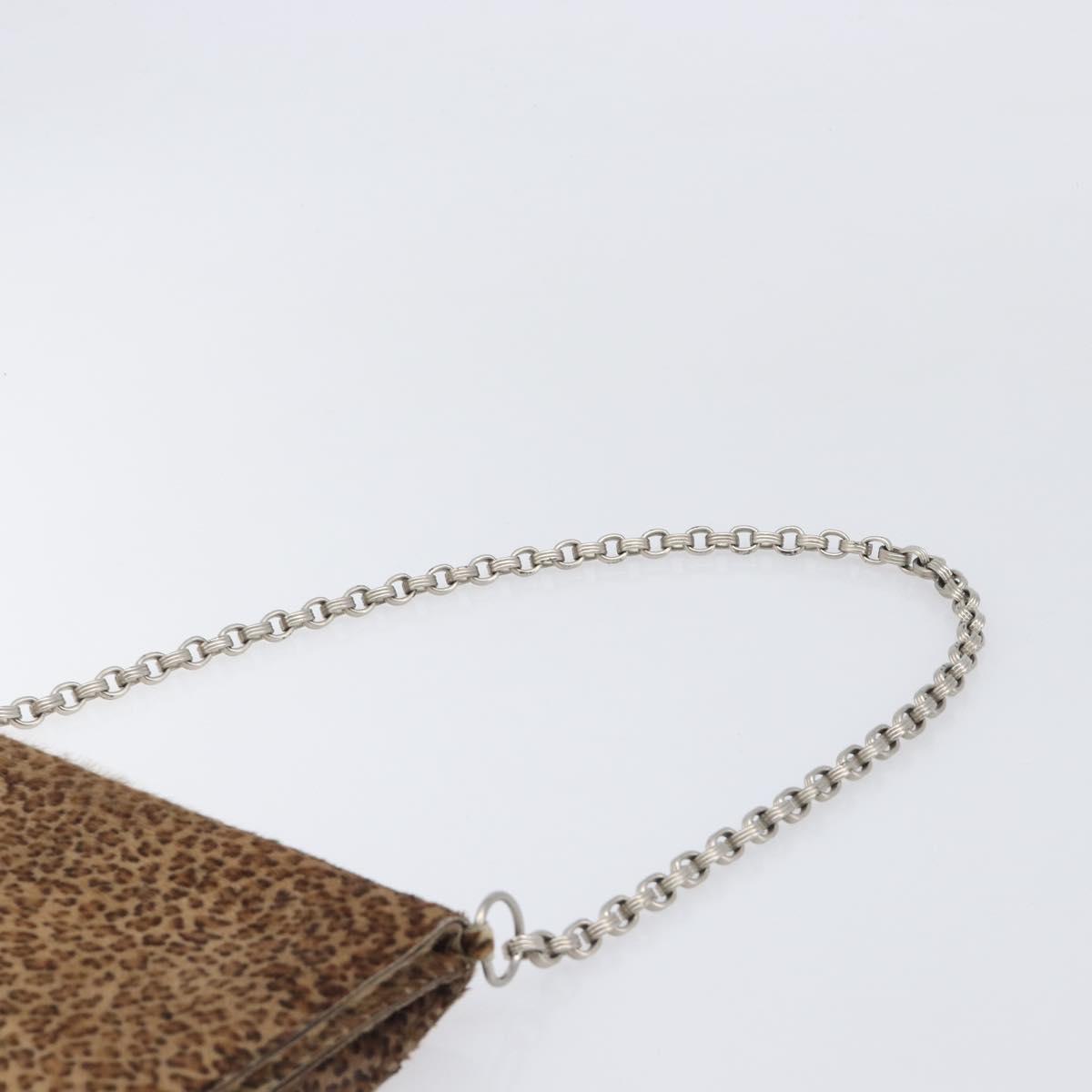 Bottega Veneta Chain Shoulder Bag Harako leather Brown Silver Auth yk21003