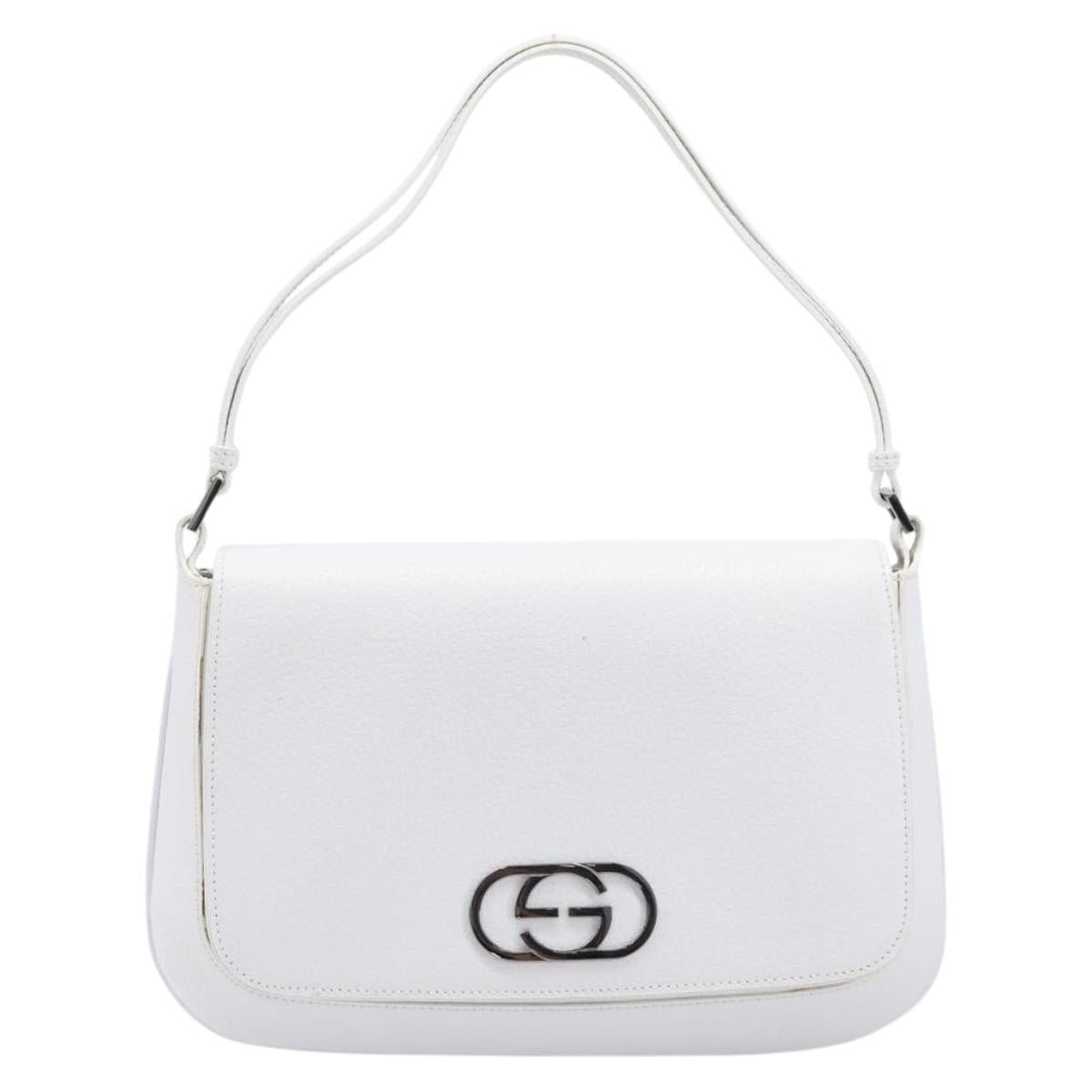 GUCCI Shoulder Bag Leather White Silver 001 3823 Auth yk21008V