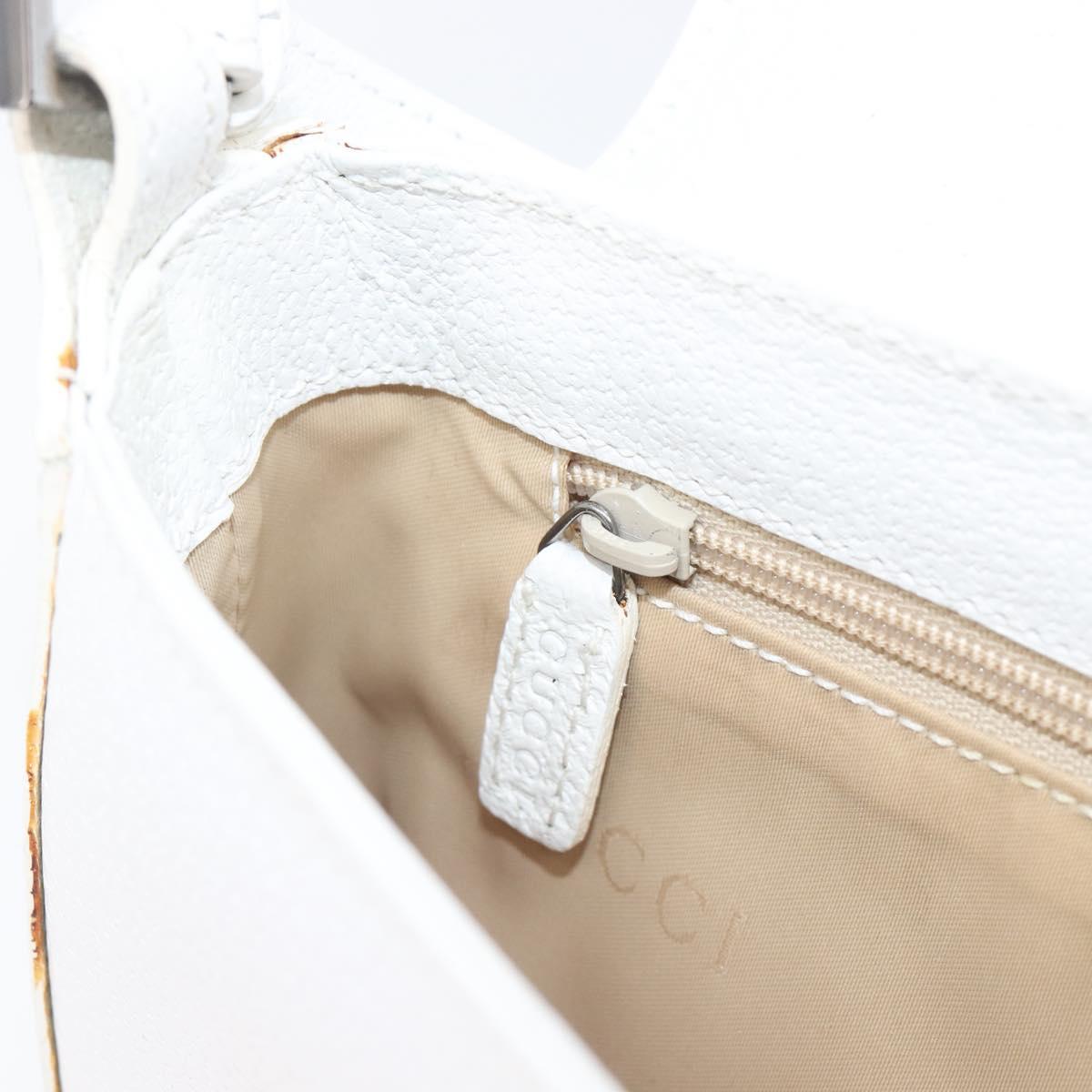 GUCCI Shoulder Bag Leather White Silver 001 3823 Auth yk21008V