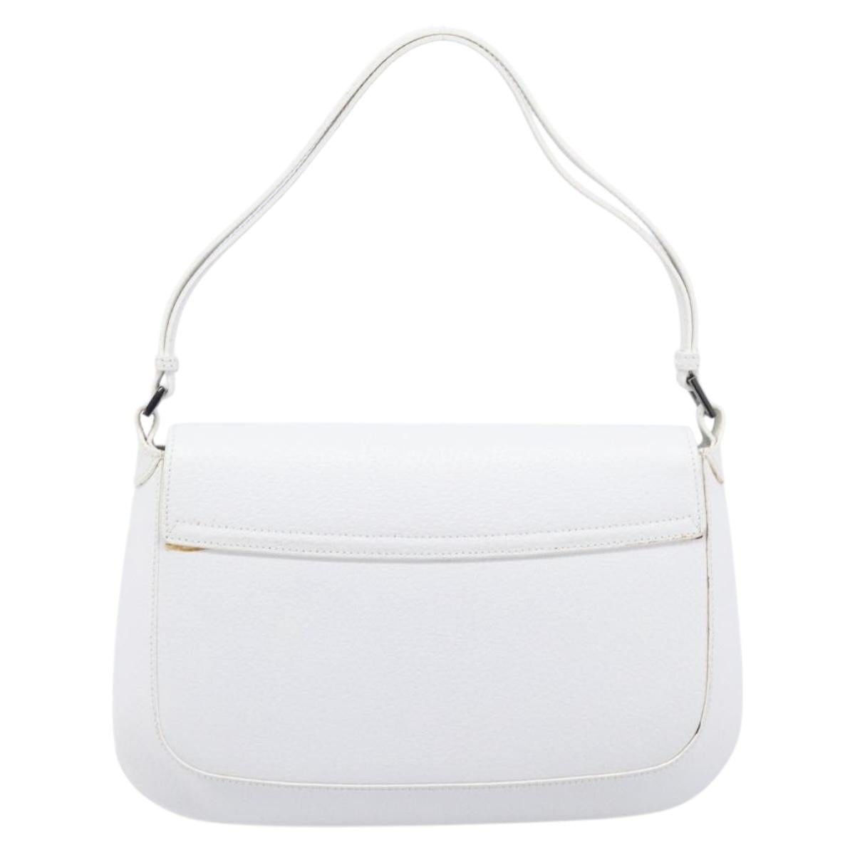 GUCCI Shoulder Bag Leather White Silver 001 3823 Auth yk21008V