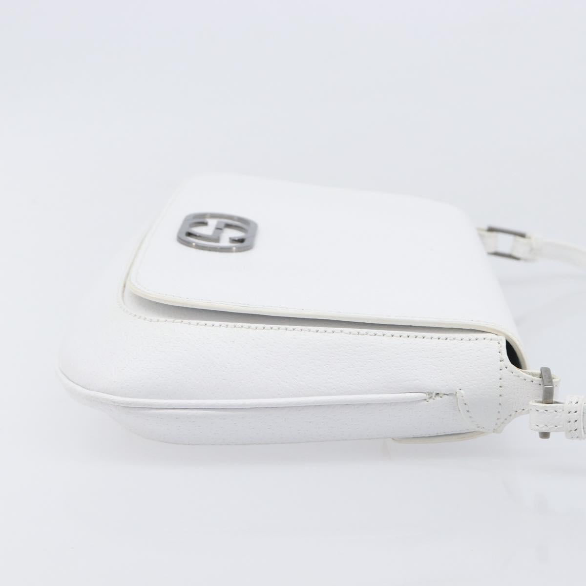 GUCCI Shoulder Bag Leather White Silver 001 3823 Auth yk21008V