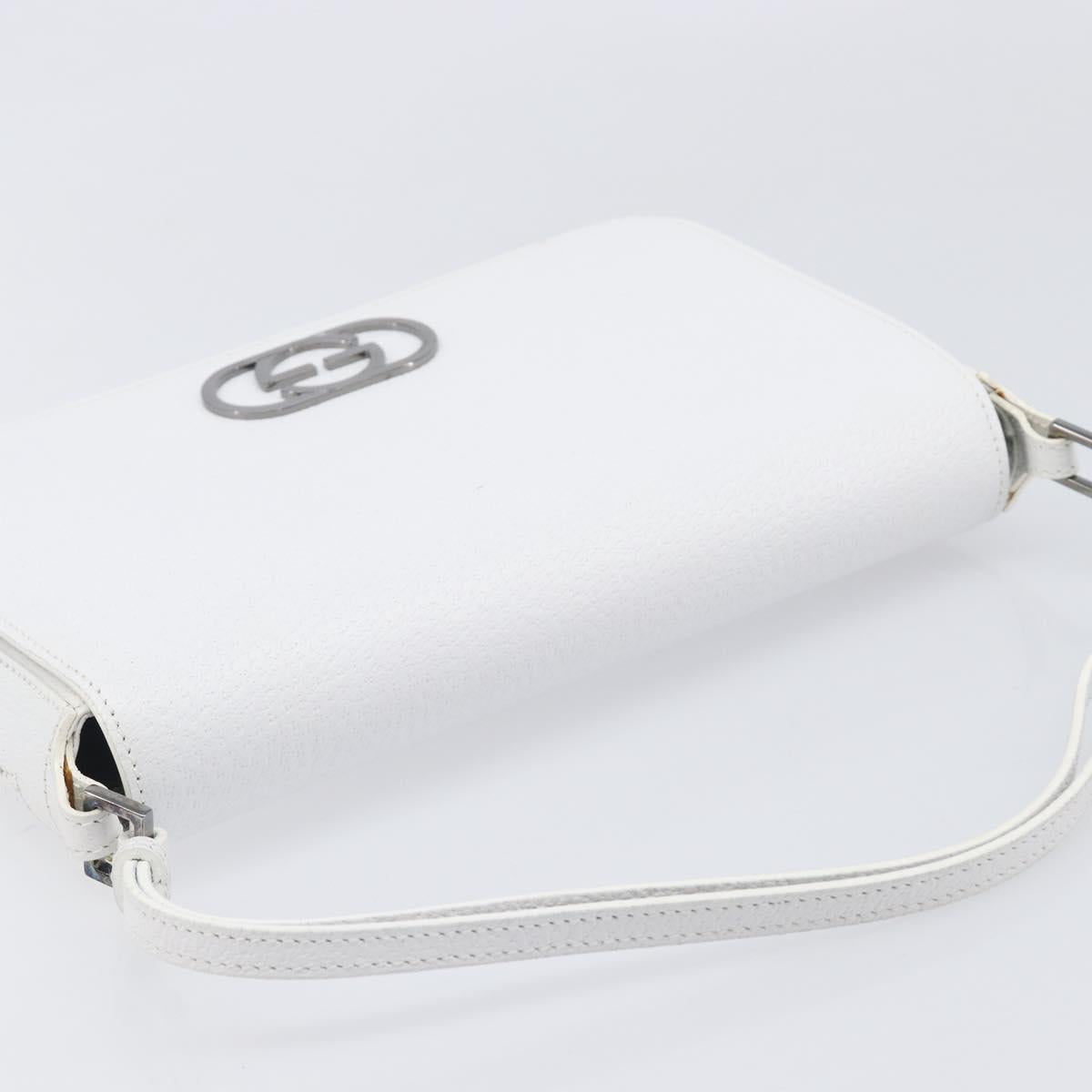GUCCI Shoulder Bag Leather White Silver 001 3823 Auth yk21008V