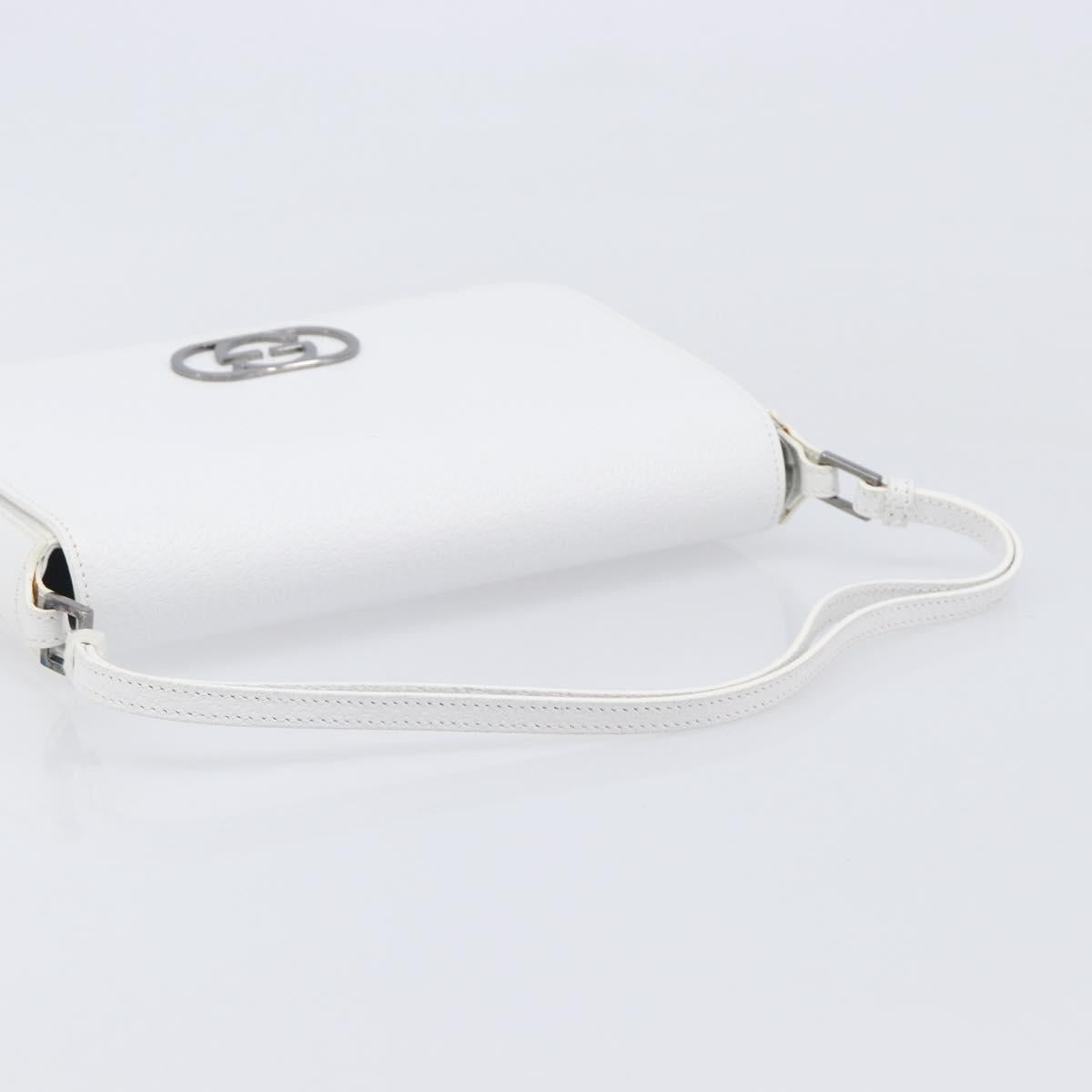GUCCI Shoulder Bag Leather White Silver 001 3823 Auth yk21008V
