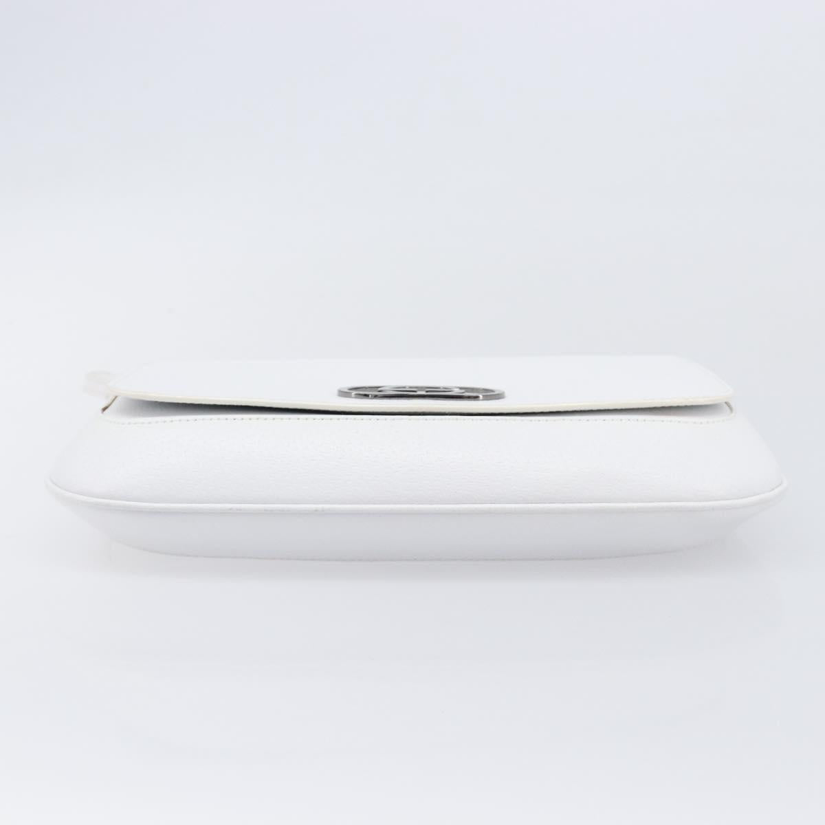 GUCCI Shoulder Bag Leather White Silver 001 3823 Auth yk21008V