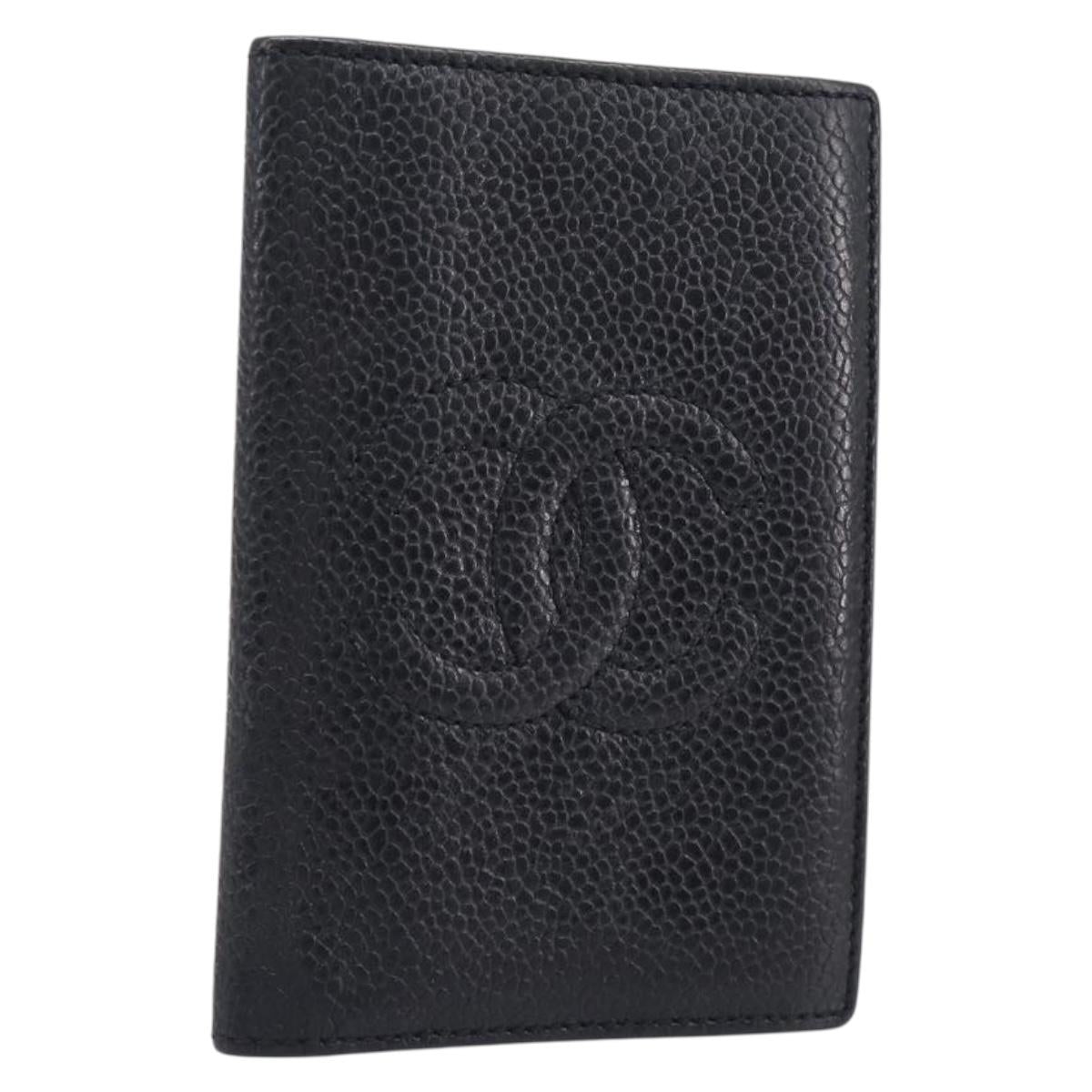 CHANEL COCO Mark Card Case Caviar Skin Black CC Auth yk21009M