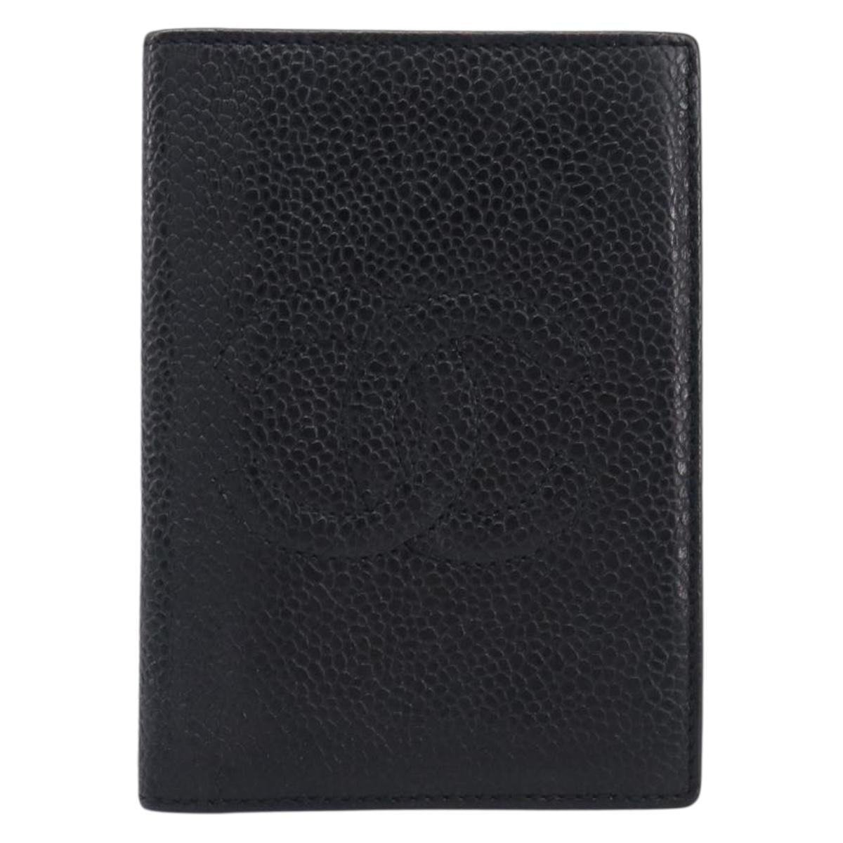 CHANEL COCO Mark Card Case Caviar Skin Black CC Auth yk21009M
